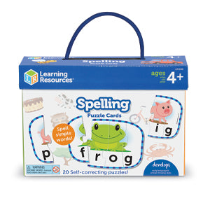 Learning Resources Spelling Puzzle Cards, 20 Self-Correcting Word Puzzles for Preschool and Early Literacy Skills, Ages 4+