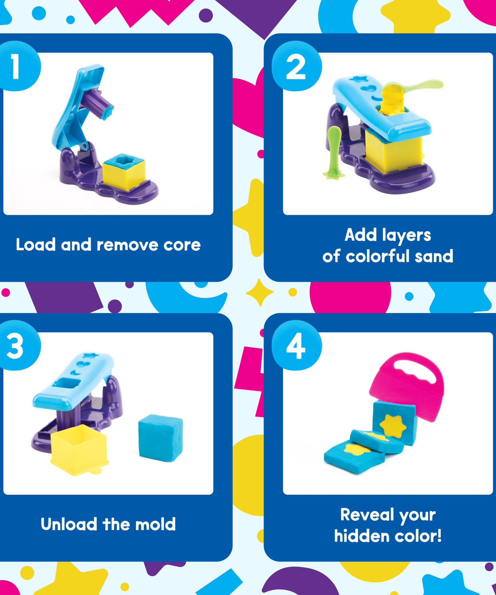 Learning Resources Playfoam Sand Magic Reveal, Sensory Play Sand Set with 4 Colours, 11 Tools & Design Station, Creative & Fine Motor Fun for Kids, Never Dries Out, Ages 3+