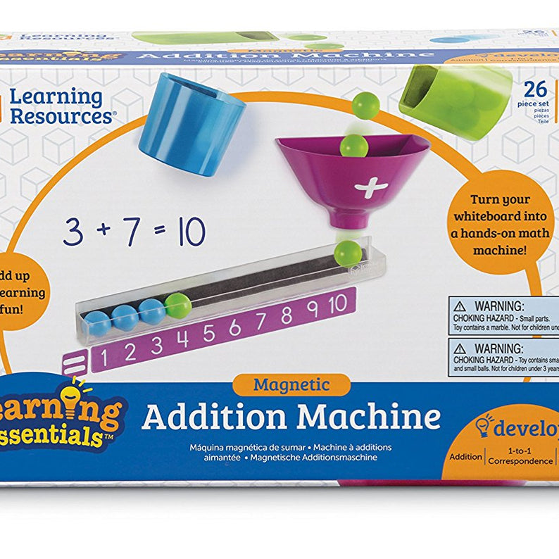Learning Resources Magnetic Addition Machine, Interactive Front of Class Addition Activity, Includes 20 Magnetic Balls, Funnel, and Counting Tray, Ages 4+