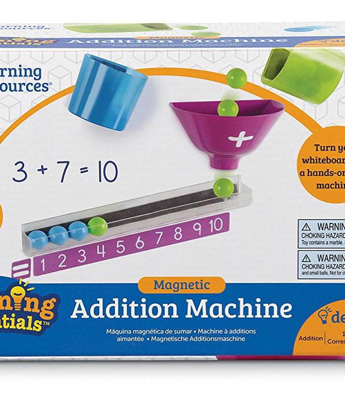 Learning Resources Magnetic Addition Machine, Interactive Front of Class Addition Activity, Includes 20 Magnetic Balls, Funnel, and Counting Tray, Ages 4+