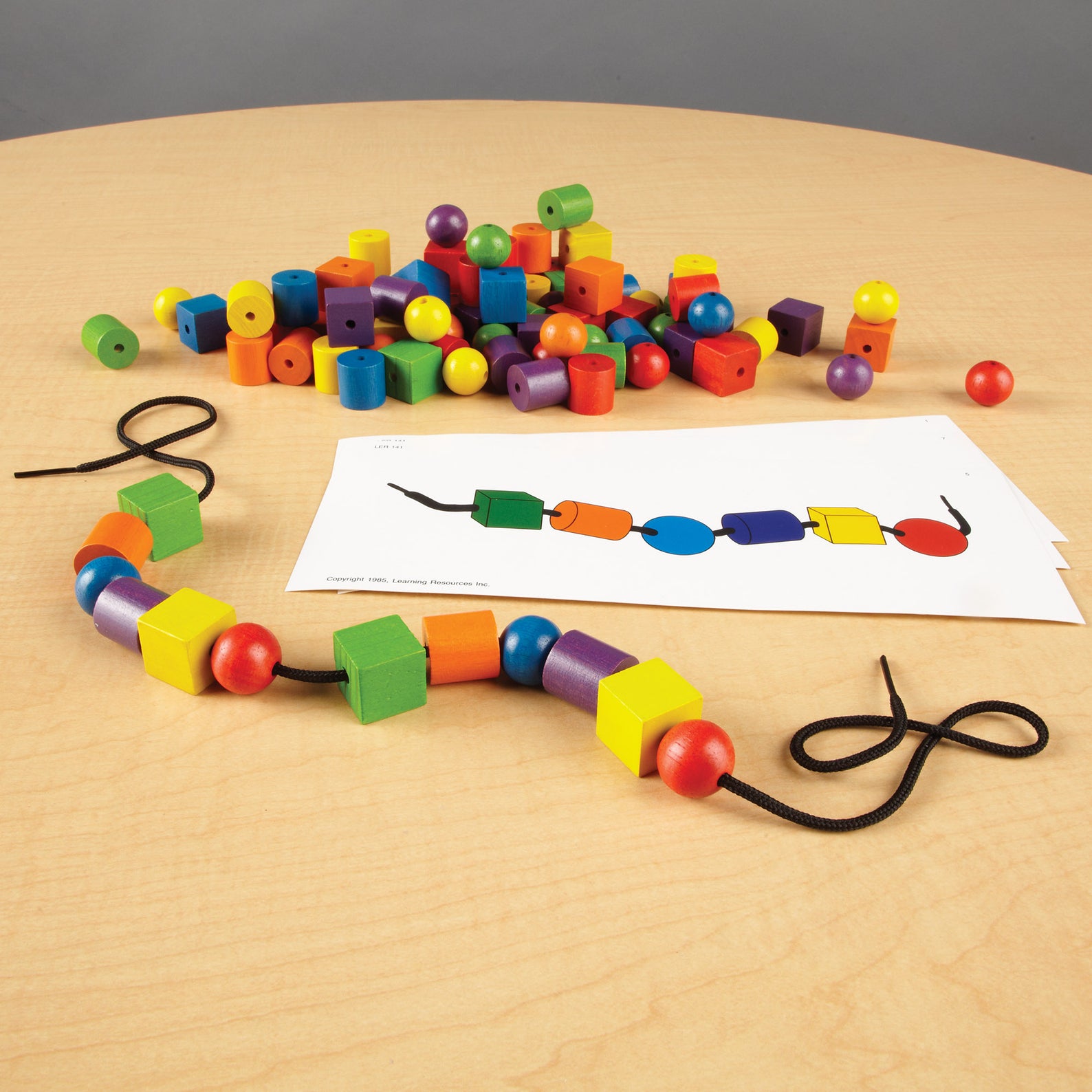 Learning Resources Beads and Pattern Card Set, 108 Beads & 20 Activity Cards for Early Maths & Fine Motor Skills, Language-Free Independent Learning, Ages 3+