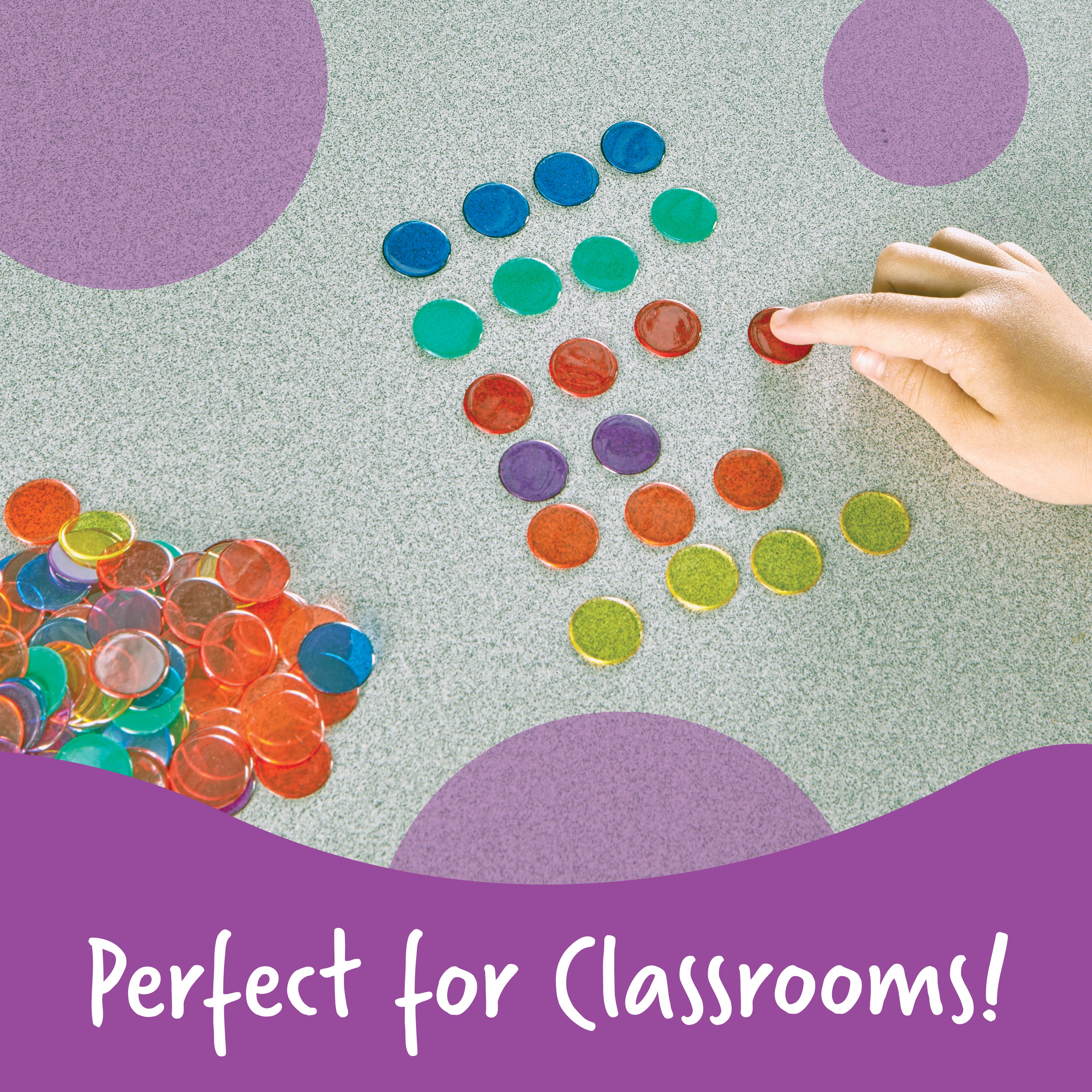 Learning Resources Transparent Counters, Set of 250 Colourful 2cm Counters for Maths Activities, Ages 5 Plus