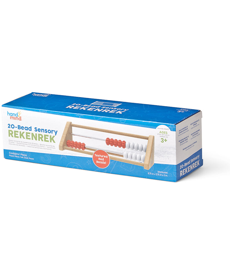 Learning Resources 20-Bead Sensory Rekenrek, Wooden Abacus for Kids, Hands-On Maths Learning Tool for Counting, Addition, and Subtraction