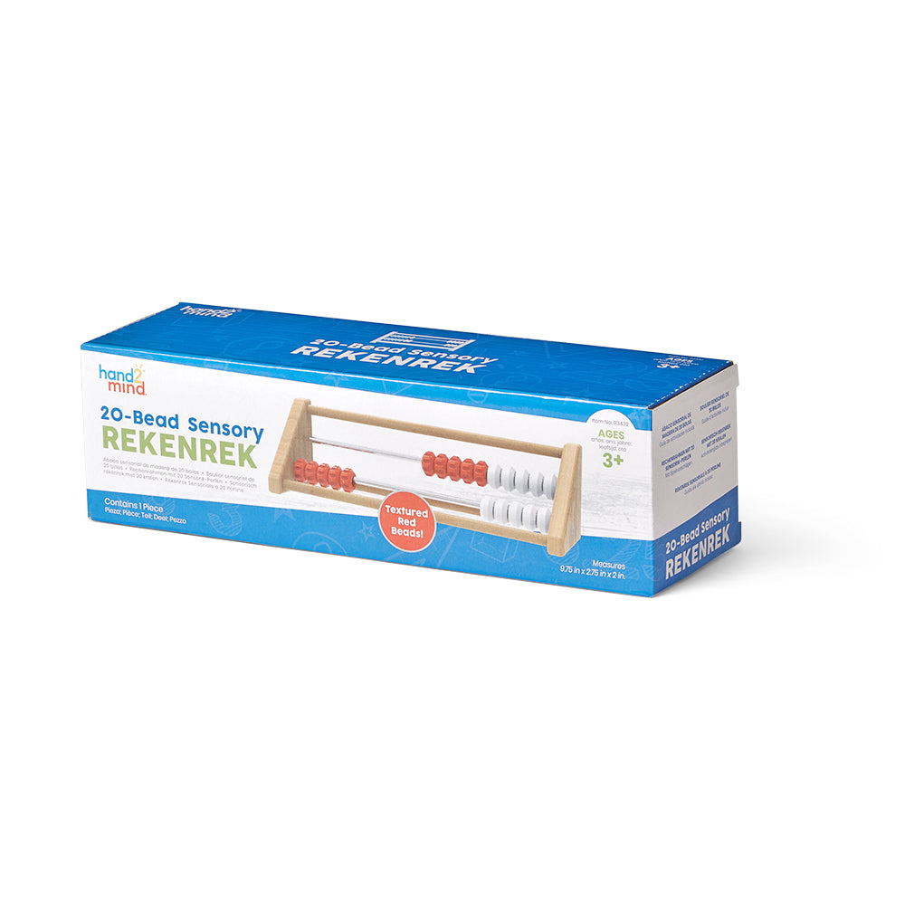 Learning Resources 20-Bead Sensory Rekenrek, Wooden Abacus for Kids, Hands-On Maths Learning Tool for Counting, Addition, and Subtraction