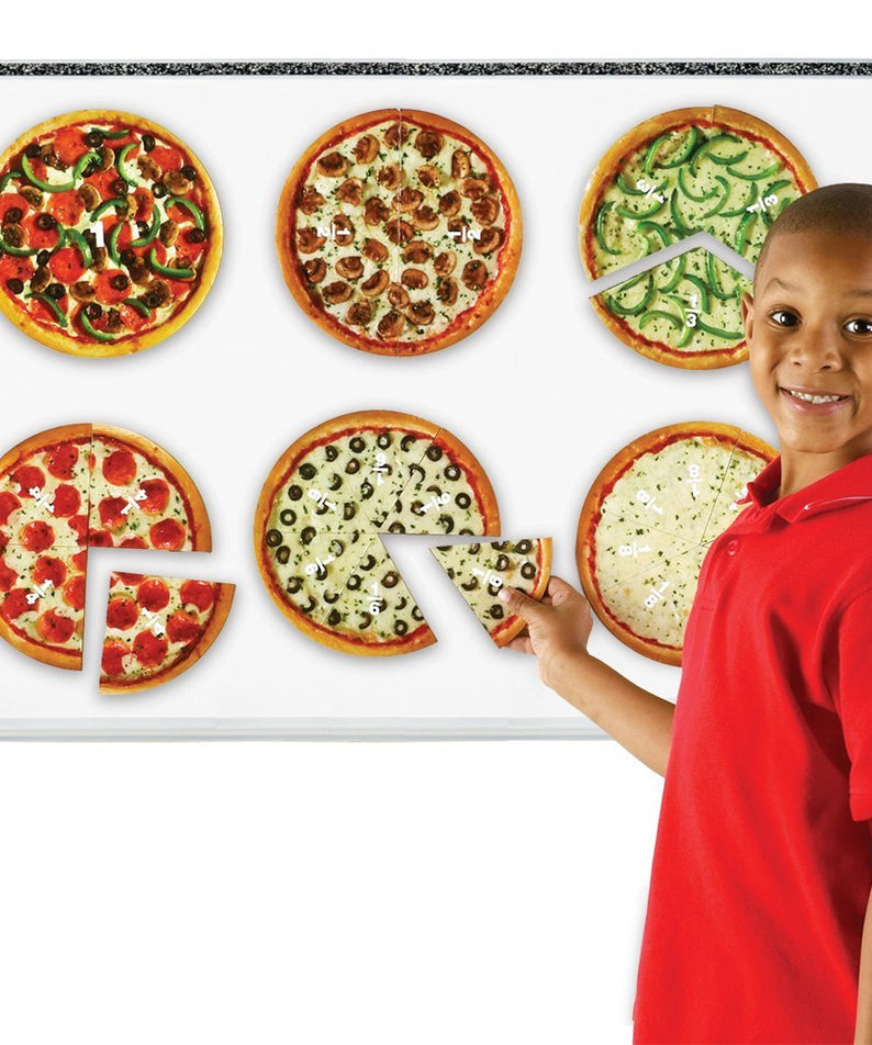 Learning Resources Magnetic Pizza Fractions, Hands-On Fraction Learning Tool, Includes Whole, Halves, Thirds, Quarters, Sixth and Eighth Fractions, Ideal for Demonstrations, Includes Activity Guide, For Ages 6+