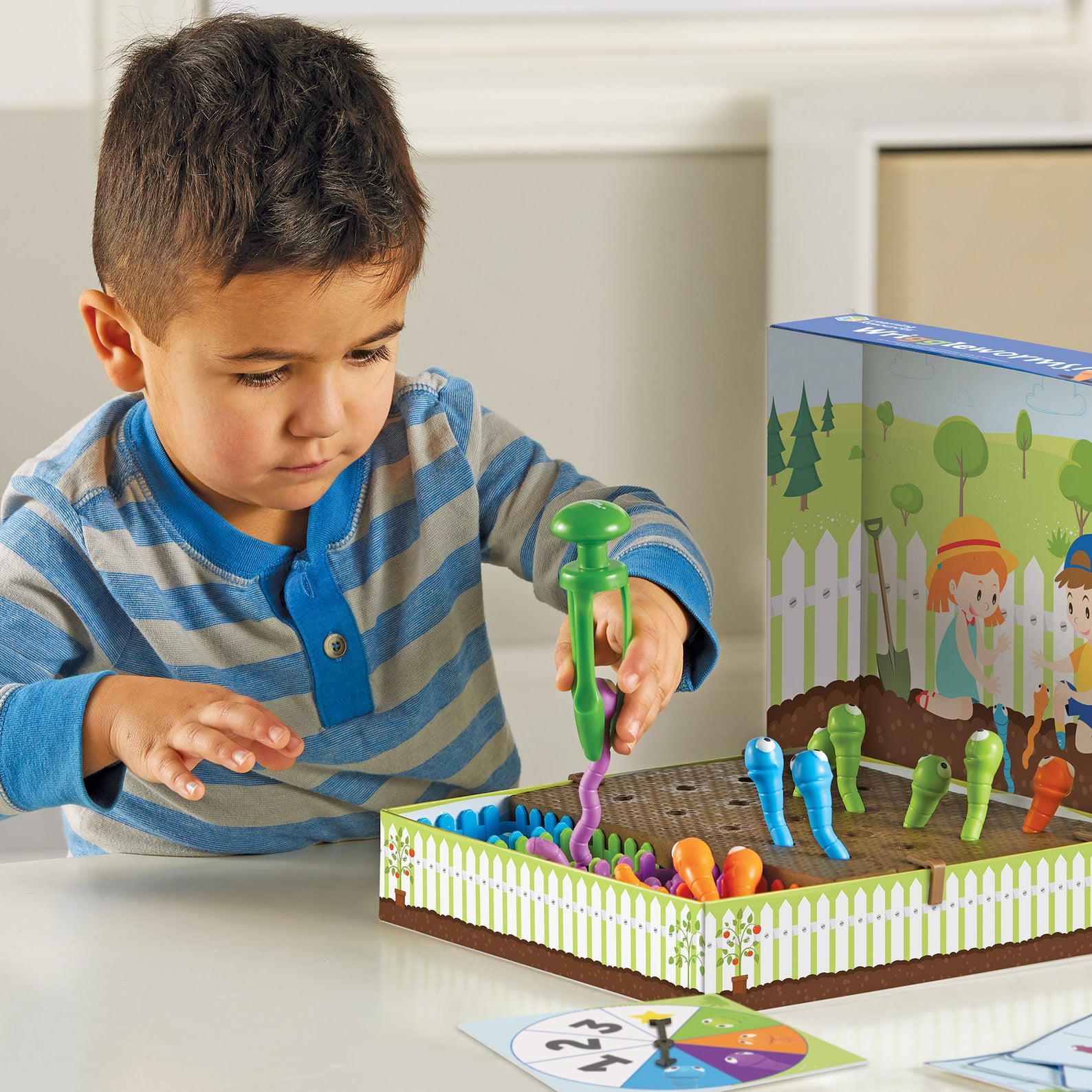 Learning Resources Wriggleworms Fine Motor Activity Set, 5-in-1 Preschool Learning Game, Develops Pencil Grip & Coordination, Includes Tri-Grip Tong & Activity Cards, Ages 3+