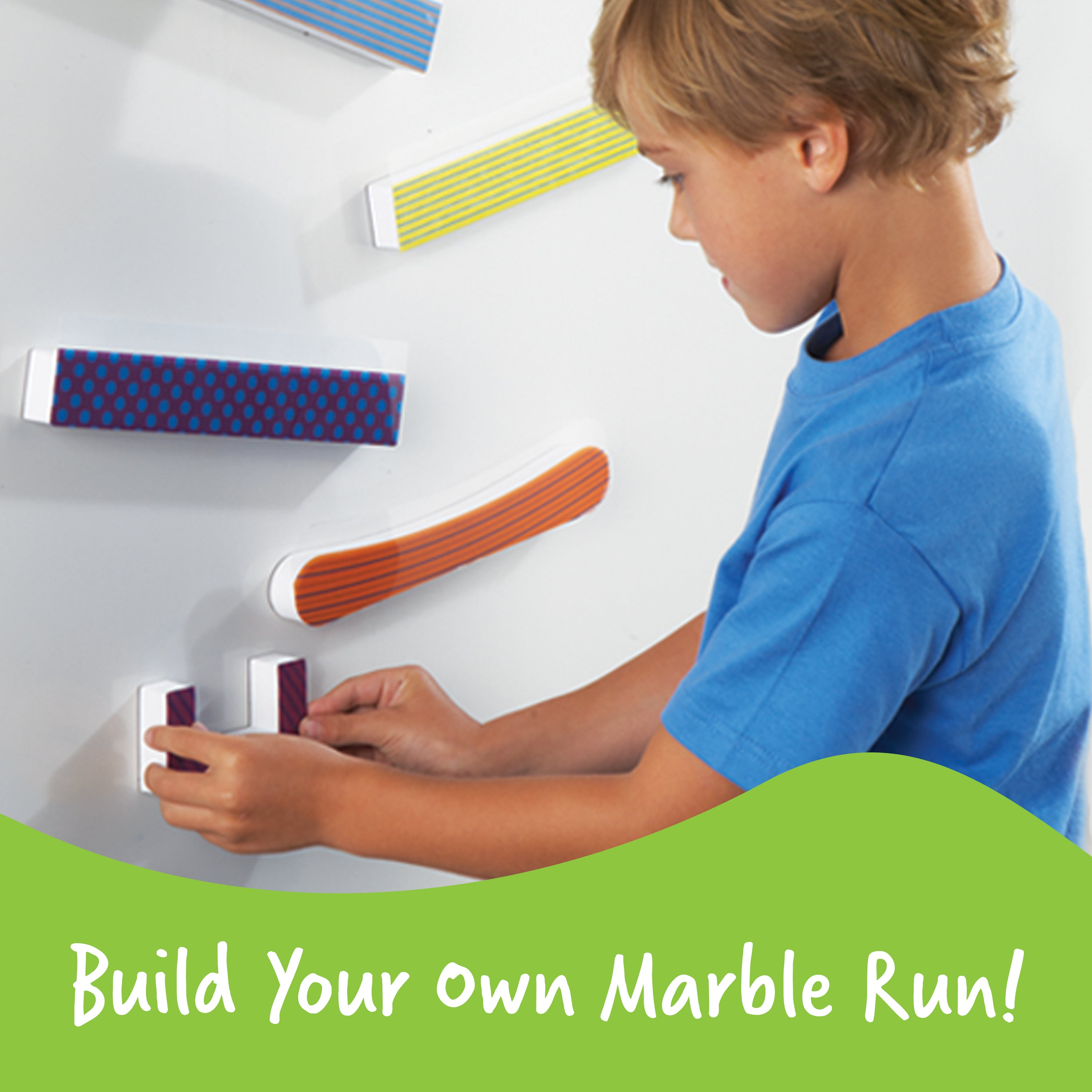 Learning Resources Tumble Trax Magnetic Marble Run, Encourages Engineering & Critical Thinking, Endless Design Combinations, Includes 14 Magnetic Pieces, 10 Activity Cards, 4 Marbles, Ages 5+