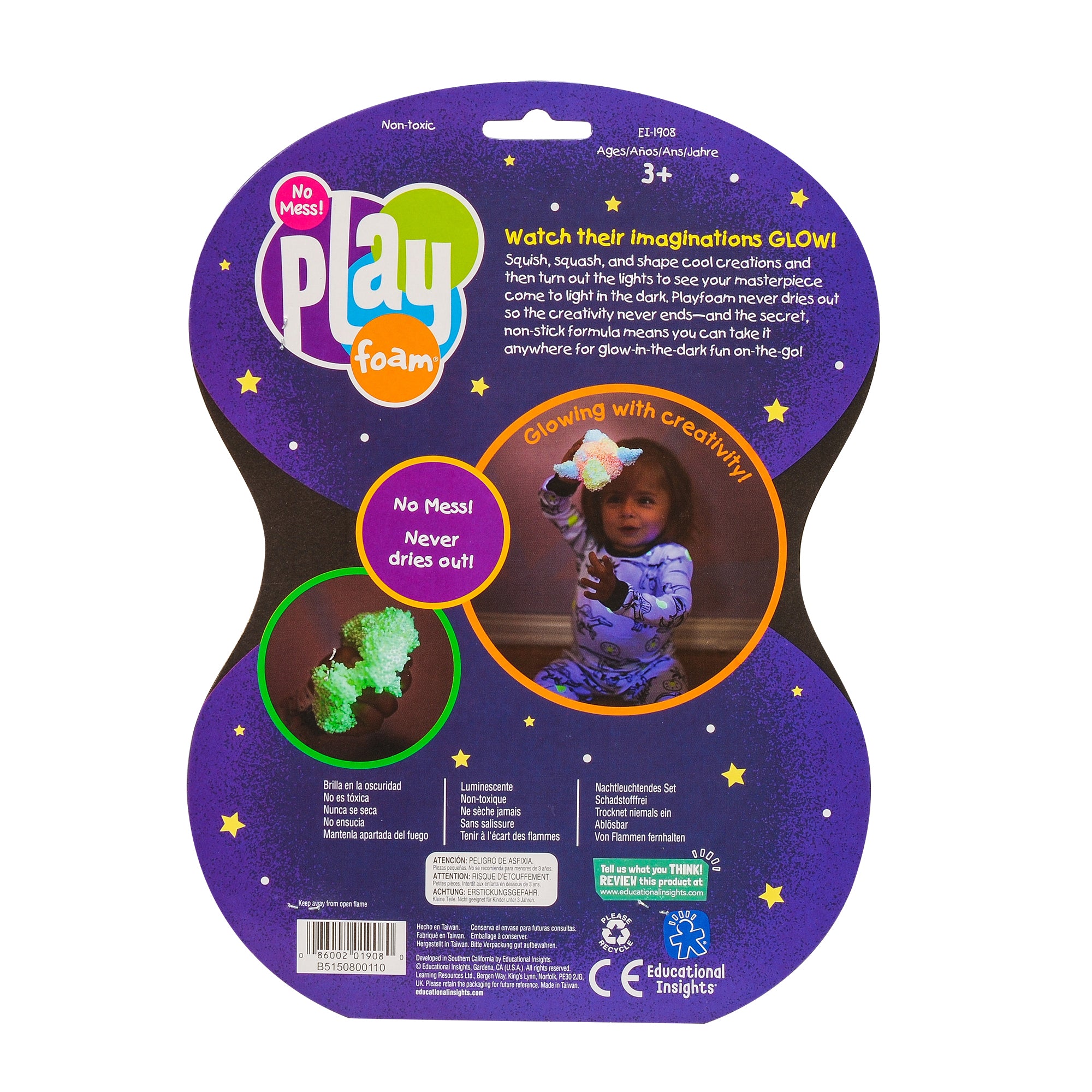 Learning Resources Playfoam Glow-in-the-Dark 4-Pack, Mess-Free Sensory Play Foam, Never Dries Out, Glows in the Dark for Creative Fun