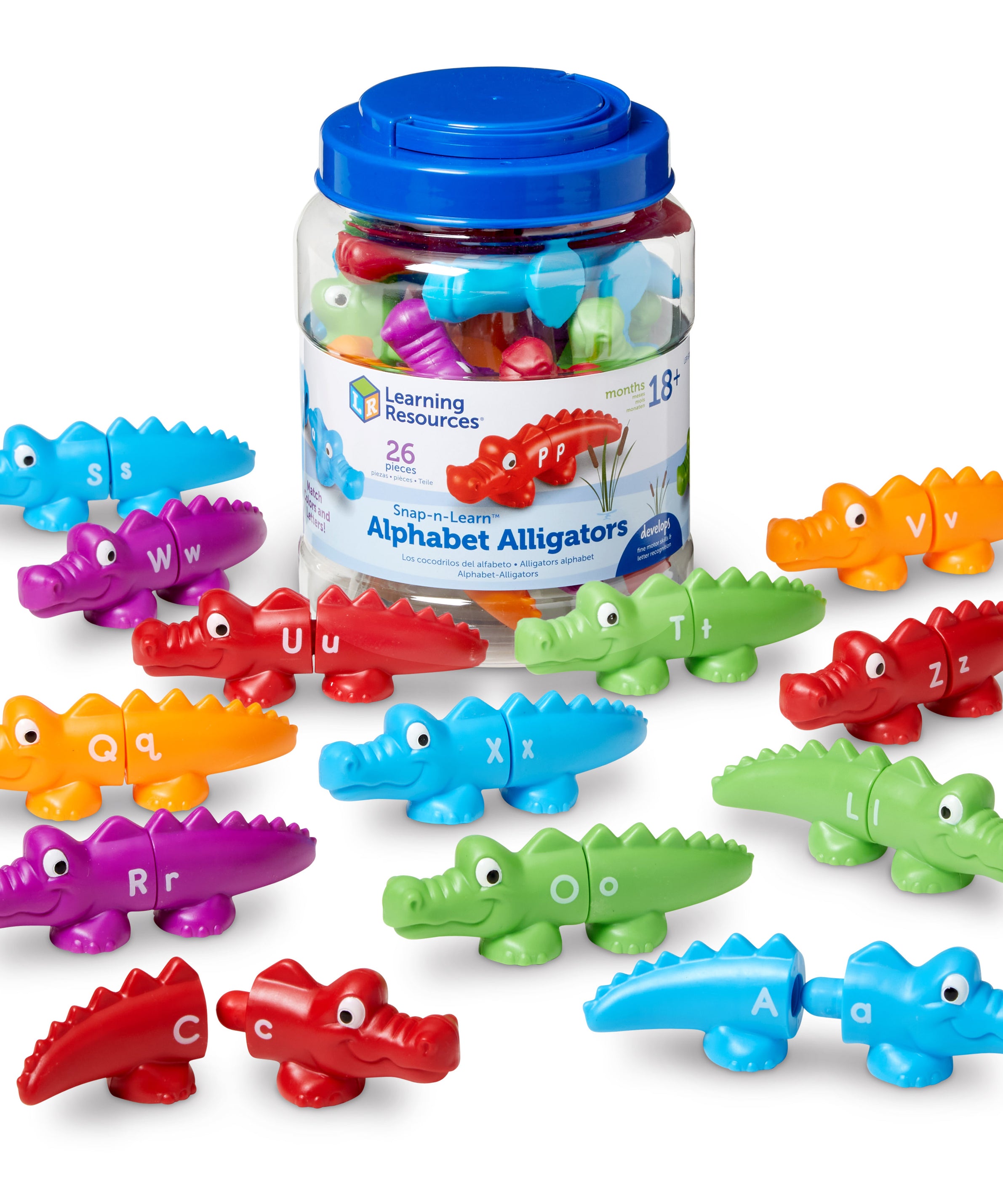 Learning Resources Snap-n-Learn Alphabet Gators, Uppercase and Lowercase Matching Toy, Fine Motor Skills and Letter Recognition, Ages 2+