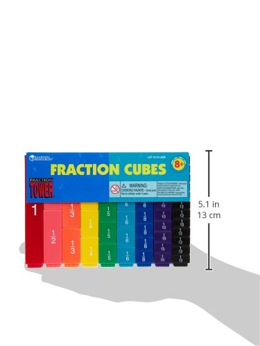 Learning Resources Fraction Tower Fraction Cubes, 51-Piece Colour-Coded Maths Set, Interlocking Cubes for Hands-On Fraction Learning