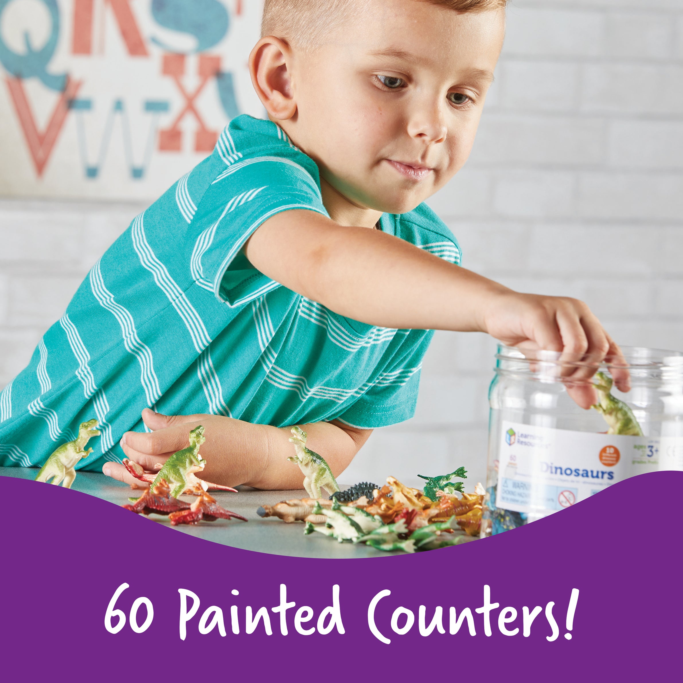 Learning Resources Dinosaur Counters, Set of 60 Realistic Figures for Counting, Sorting, and Imaginative Play, Ages 3+