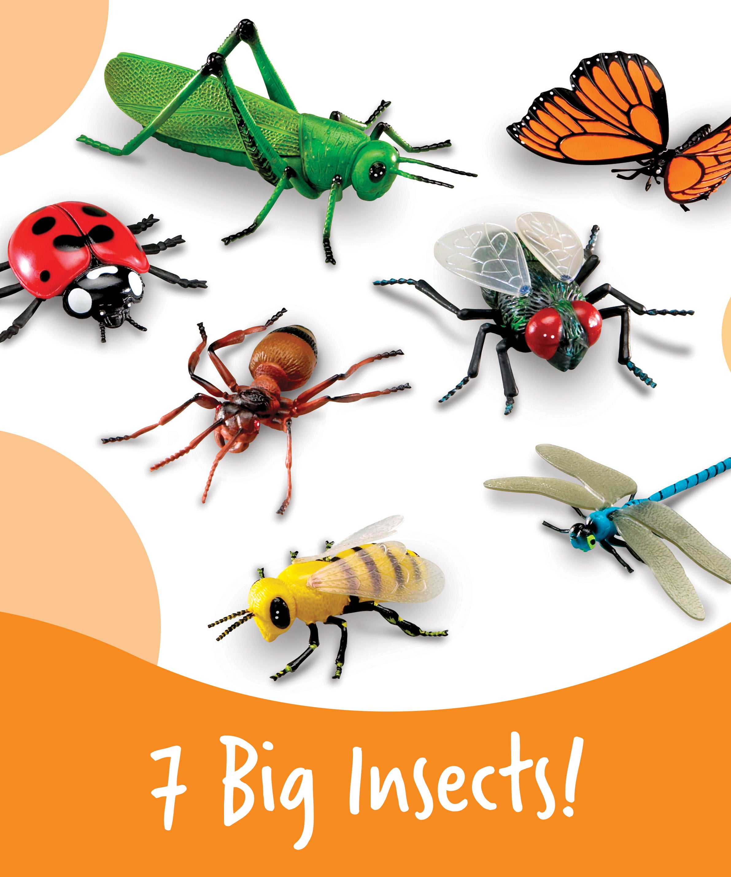 Learning Resources Jumbo Insects Toy Set, 7-Piece Realistic Bug Figures for Kids Imaginative Play and Early Learning
