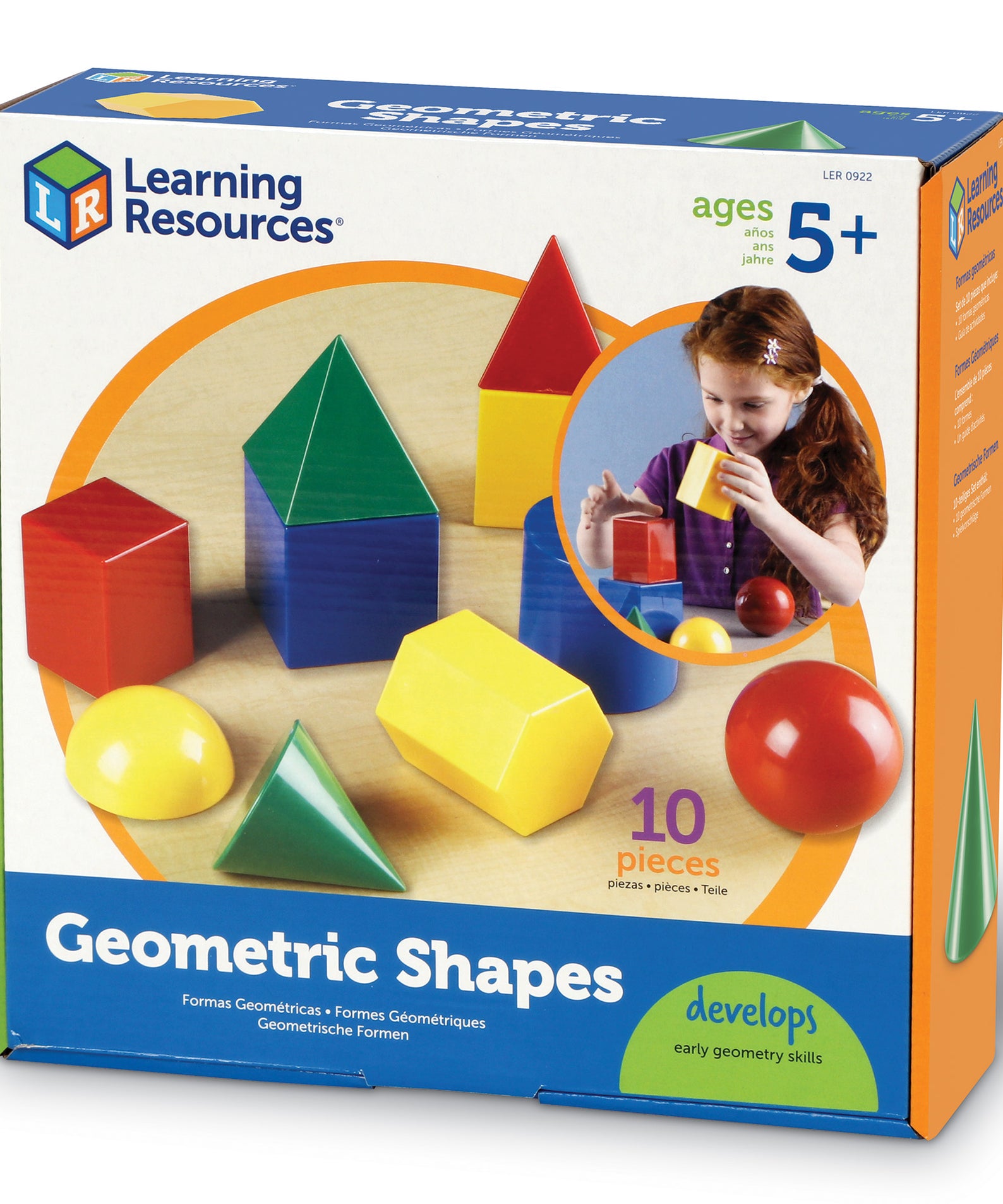 Learning Resources Large Plastic Geometric Shapes Set, 10 Durable 3D Shapes with 8cm Dimensions, Hands-On Math and STEM Learning for Ages 8+
