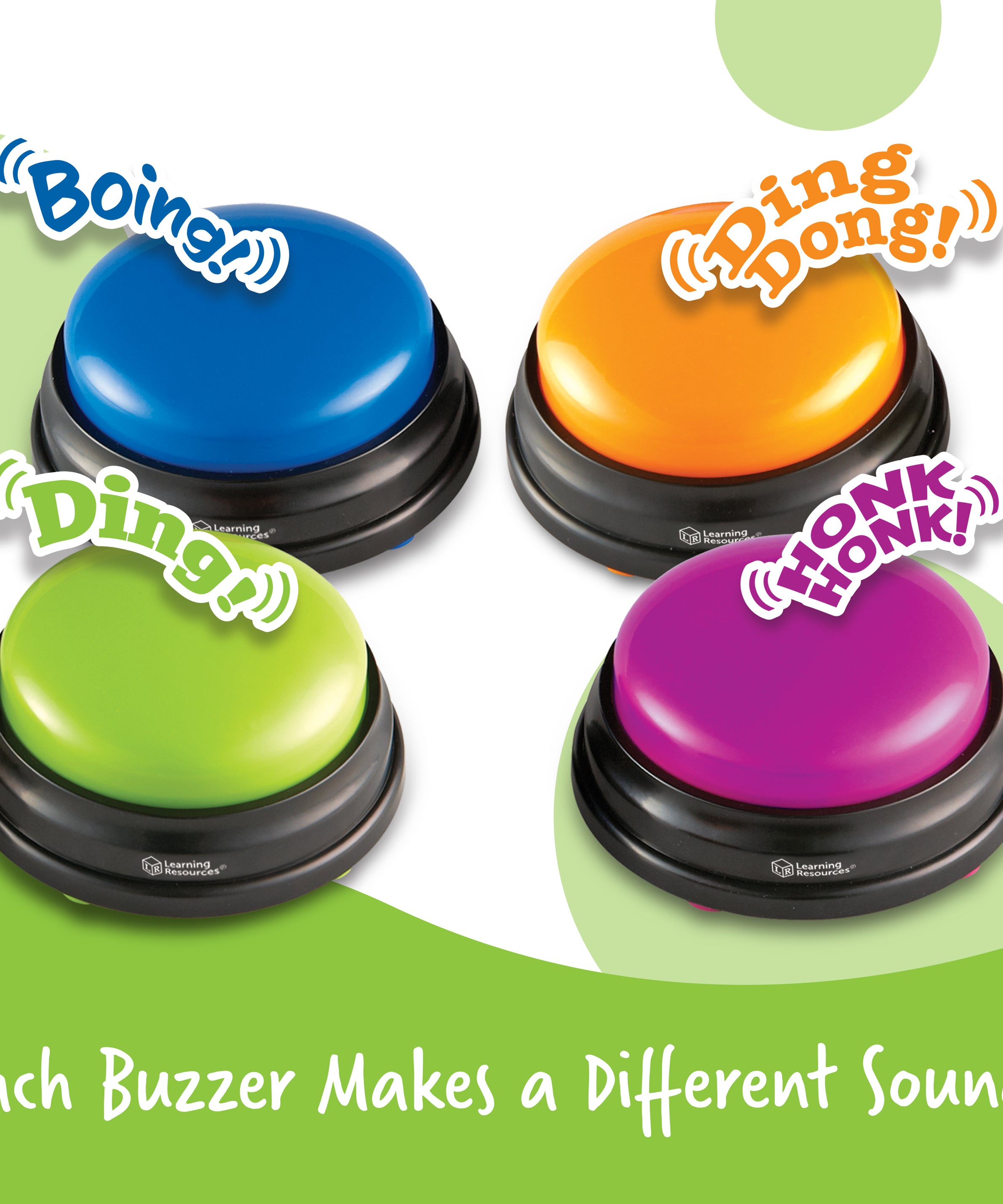 Learning Resources Answer Buzzers (Set of 4), Fun Game Show Style Response Buzzers with 4 Distinct Sounds for Classroom or Home Learning (Ages 3+)