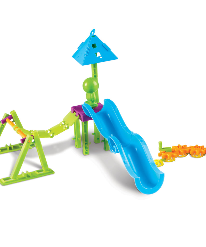 Learning Resources Playground Engineering & Design STEM Set, 104 Pieces, Hands-On STEM Toys for Kids, Includes Challenge Cards and Multilingual Activity Guide, Ages 5+