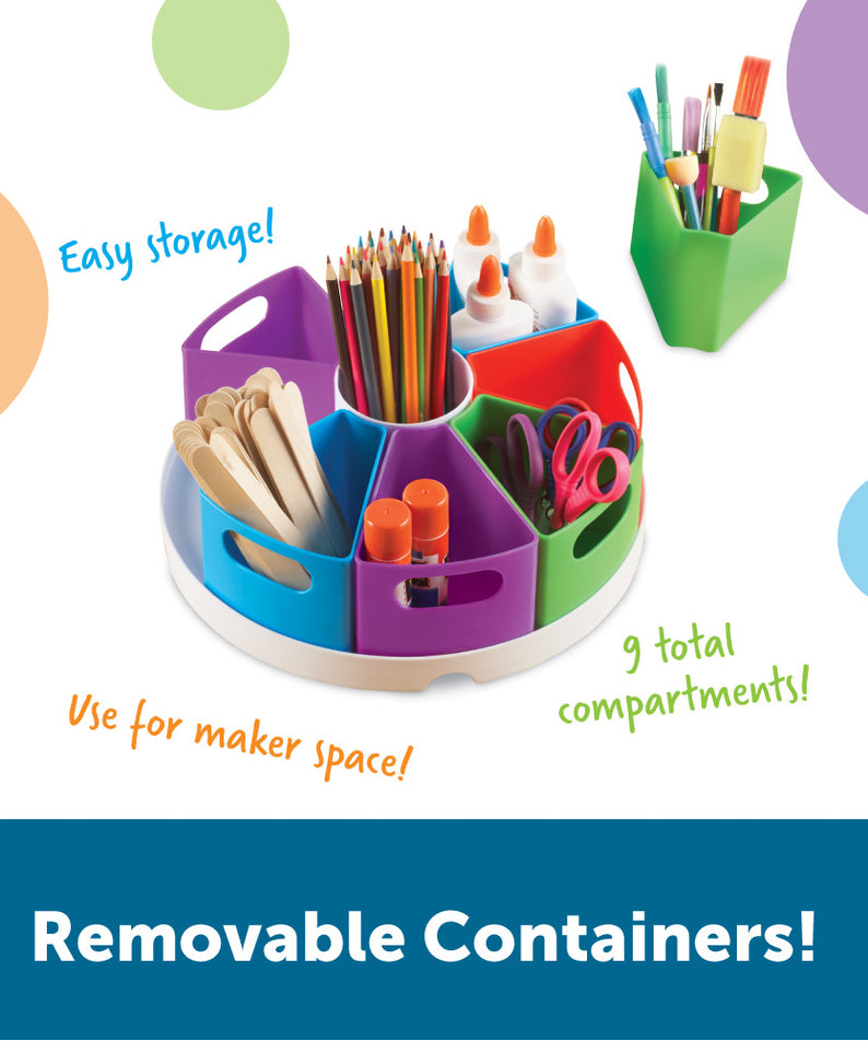 Learning Resources Create-a-Space Storage Center, Vibrant, Multi-Compartment Organizer for Classroom, Office, or Homework Station, Includes 9 Storage Containers (30.5cm D x 11.5cm H)