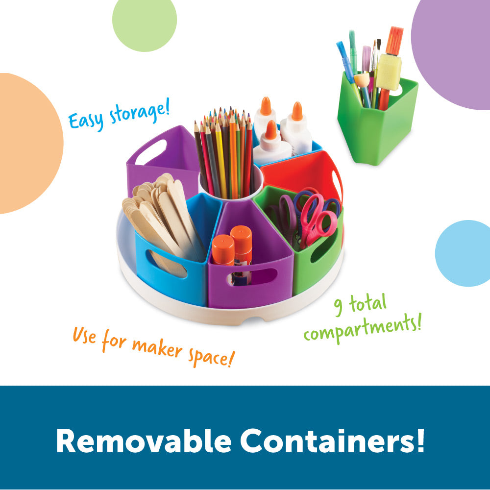 Learning Resources Create-a-Space Storage Center, Vibrant, Multi-Compartment Organizer for Classroom, Office, or Homework Station, Includes 9 Storage Containers (30.5cm D x 11.5cm H)