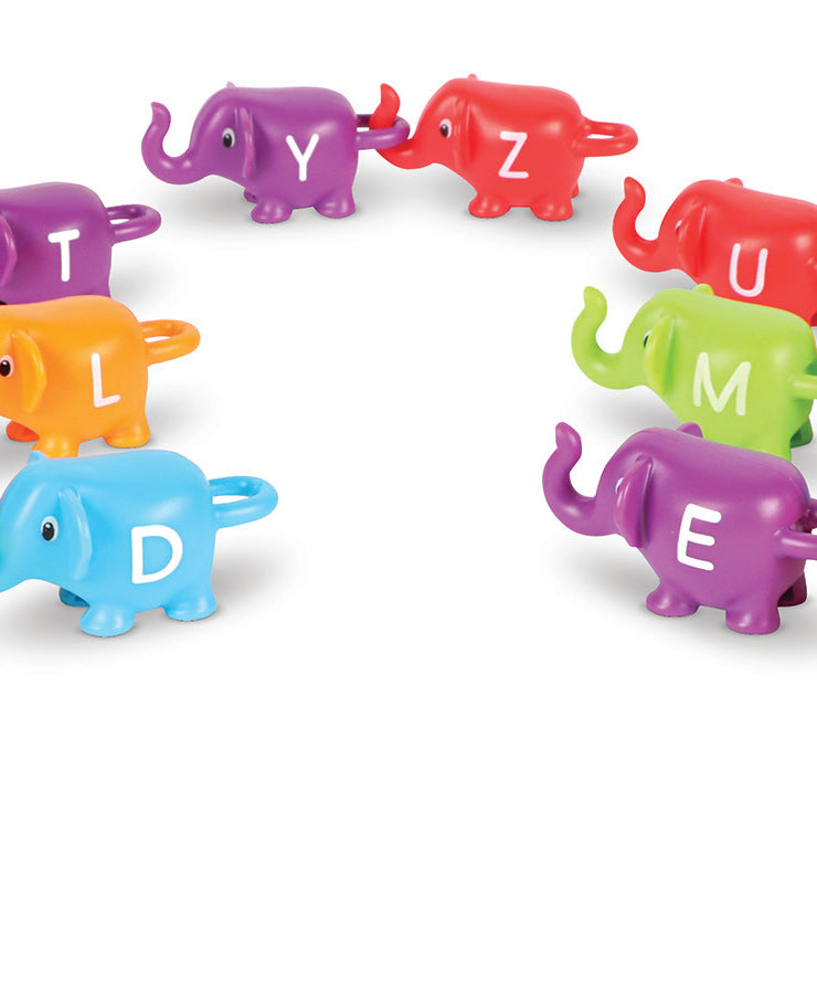 Learning Resources Snap-n-Learn ABC Elephants, 26-Piece Alphabet Learning Toy Set for Letter Matching and Fine Motor Skills, Ages 2 Plus