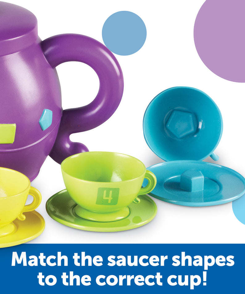 Learning Resources Serving Shapes Tea Set, Colour, Shape & Number Recognition Toy, 11 Pieces, Ages 2+