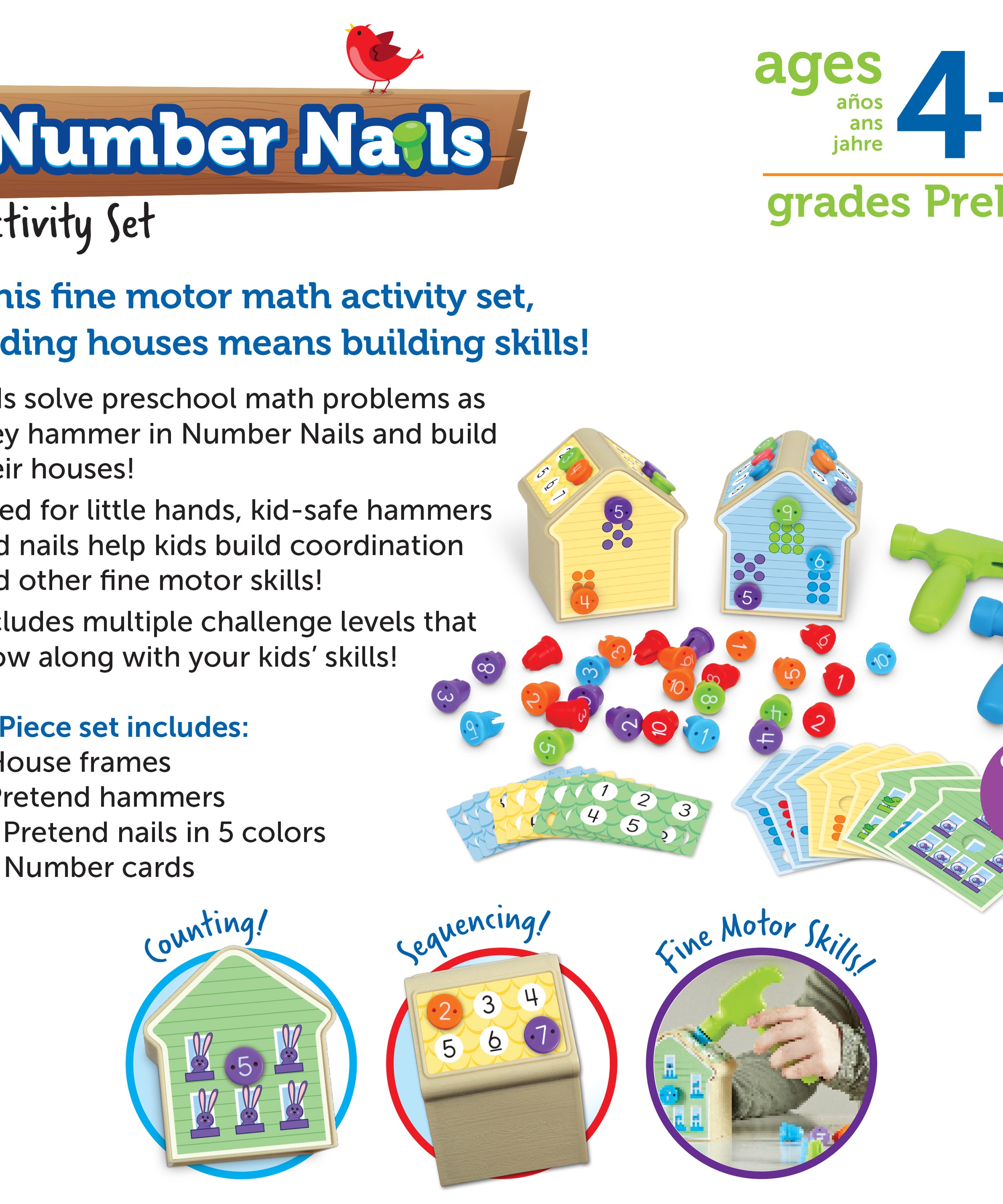 Learning Resources Number Nails Activity Set, Preschool Maths Game for Counting and Sequencing, Fine Motor and Early Math Skills Toy, Ages 3+