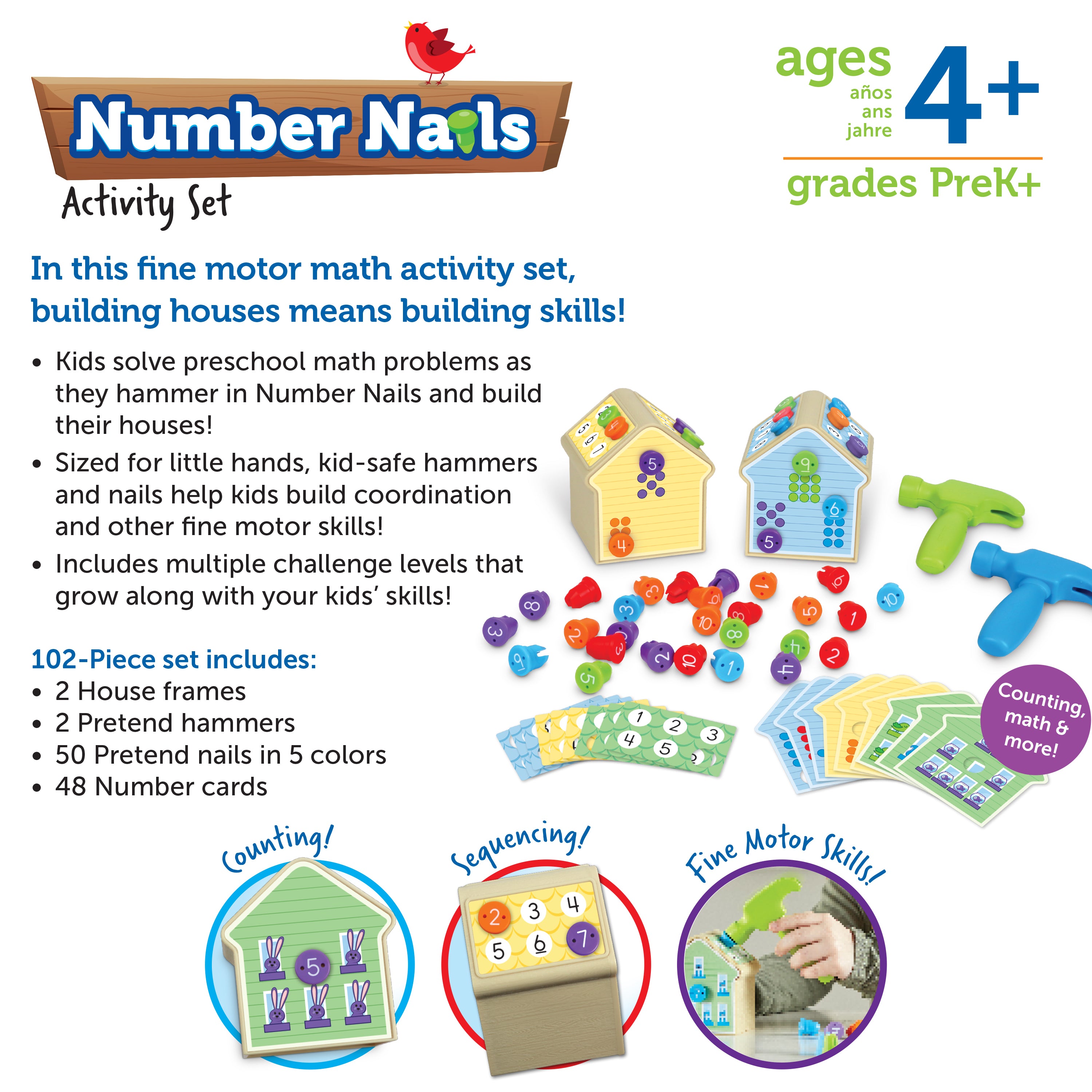 Learning Resources Number Nails Activity Set, Preschool Maths Game for Counting and Sequencing, Fine Motor and Early Math Skills Toy, Ages 3+