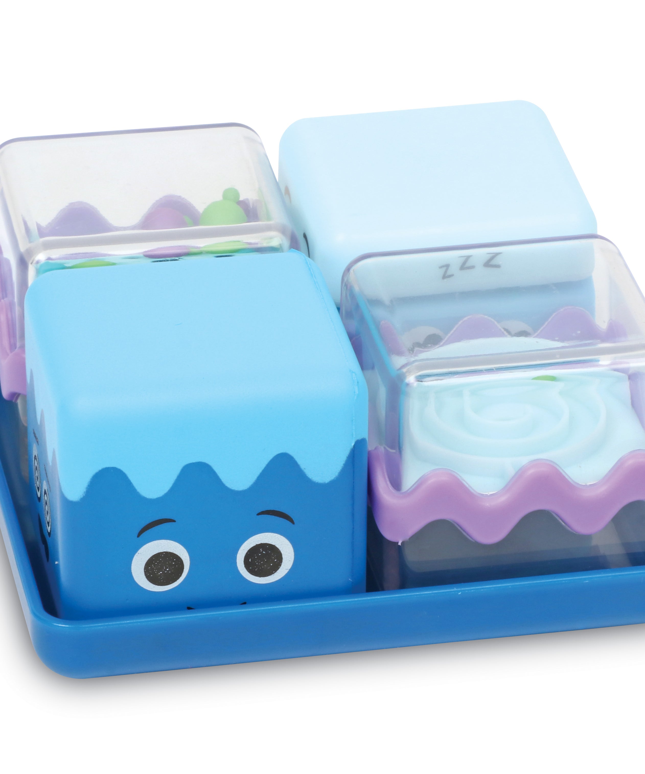 Learning Resources Cool Down Sensory Cubes, Set of 4 Calming Fidget Toys with Tray for Emotional Regulation and Focus, Ages 4 Plus