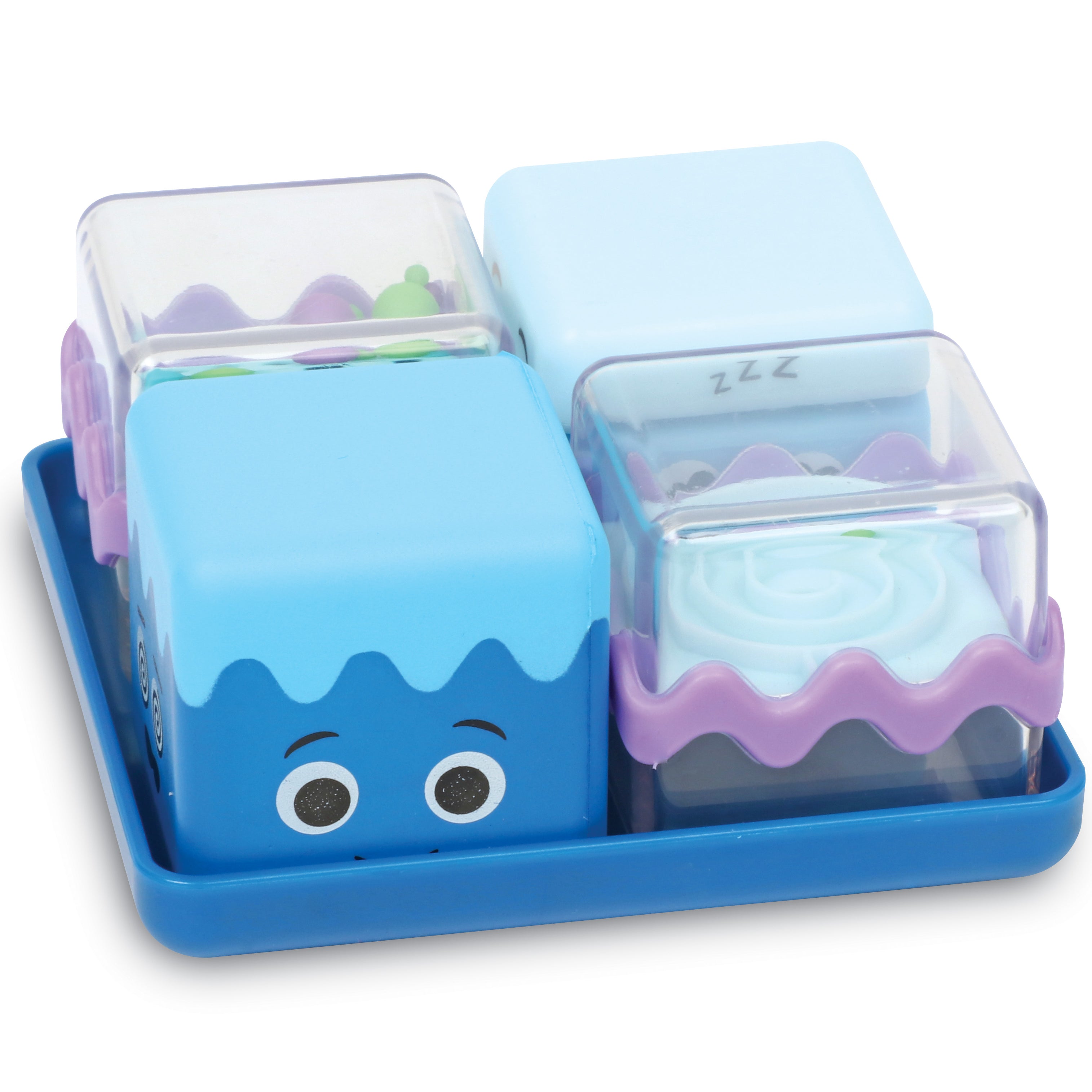 Learning Resources Cool Down Sensory Cubes, Set of 4 Calming Fidget Toys with Tray for Emotional Regulation and Focus, Ages 4 Plus