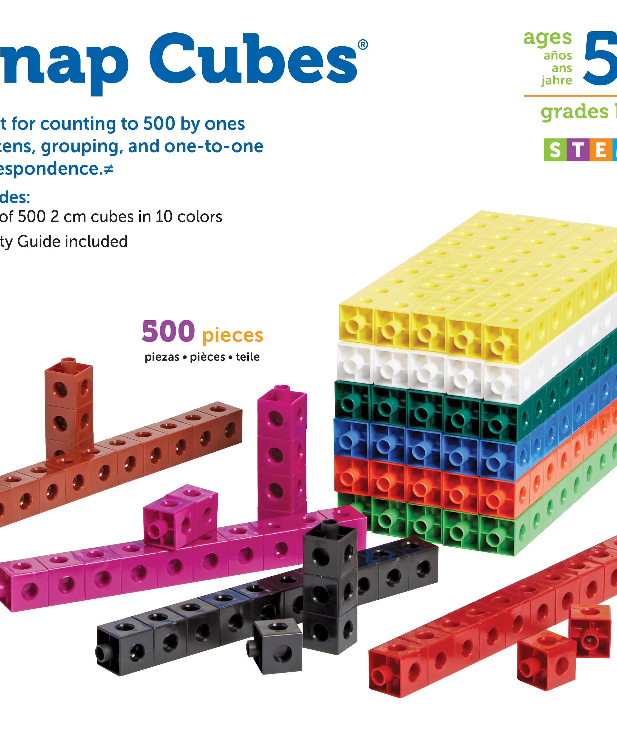 Learning Resources Snap Cubes (Set of 500), Colorful Interlocking Maths Counters, Classroom Teaching Aids for Kids, Ages 5+, Math Learning Tools