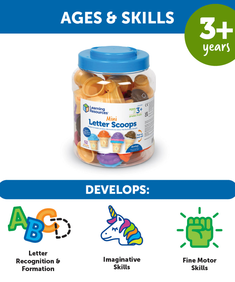 Learning Resources Educational Ice Cream Alphabet Toy Set for Preschool Kids, 26 Matching Pieces for ABC Learning and Imaginative Play