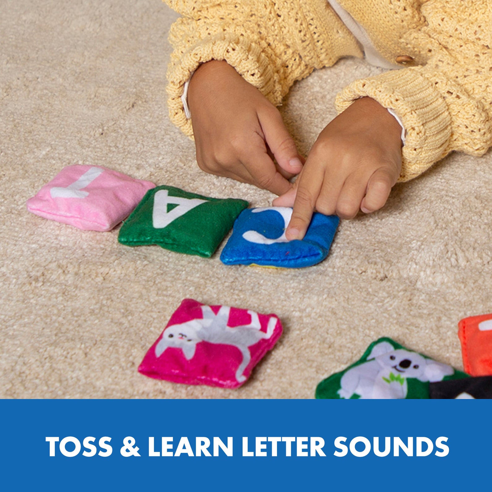 Learning Resources Phonics Bean Bags, 34-Piece Tactile Literacy Set with Drawstring Bag and Activity Guide, Early Years Phonics for Ages 3+