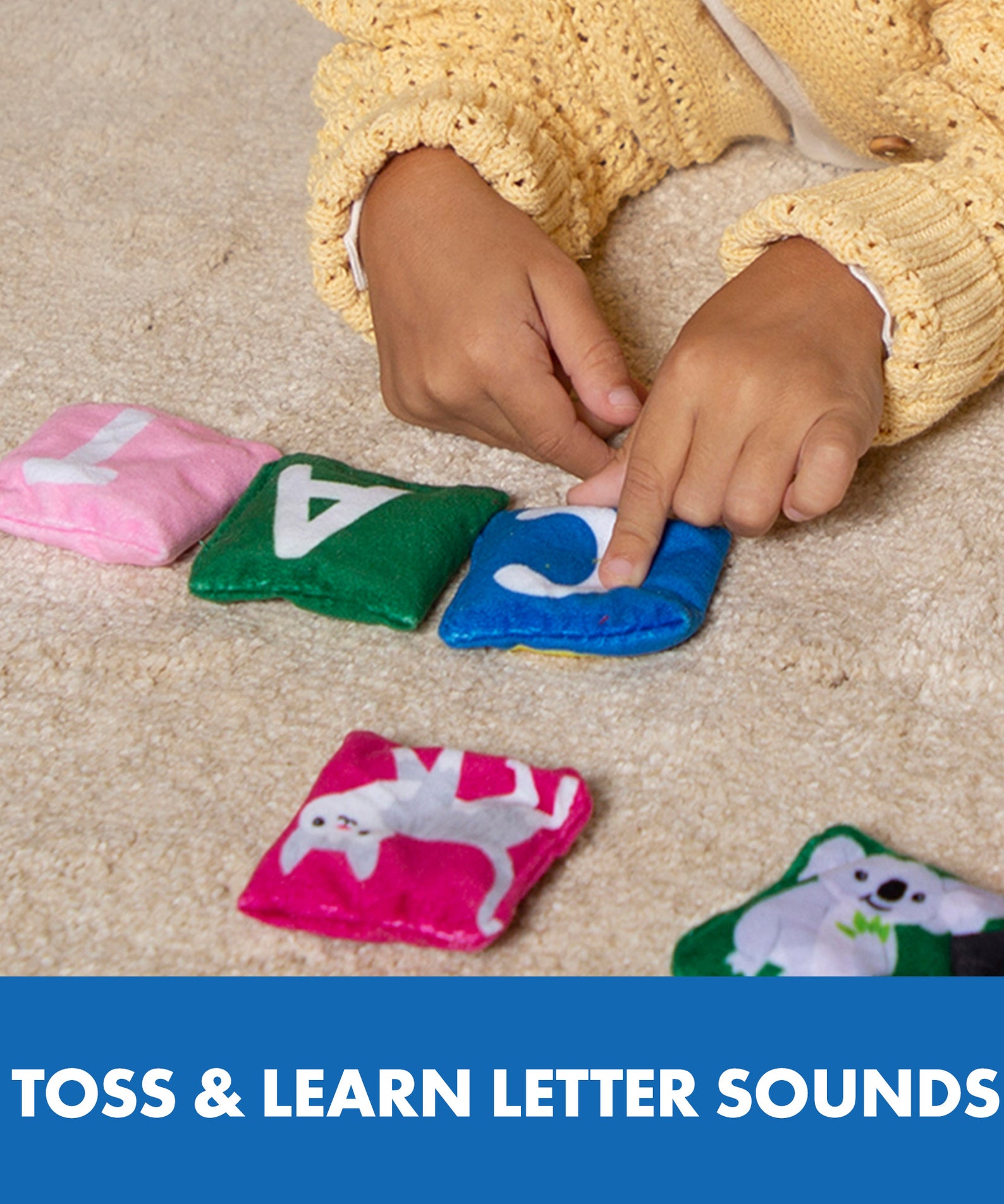 Learning Resources Phonics Bean Bags, 34-Piece Tactile Literacy Set with Drawstring Bag and Activity Guide, Early Years Phonics for Ages 3+