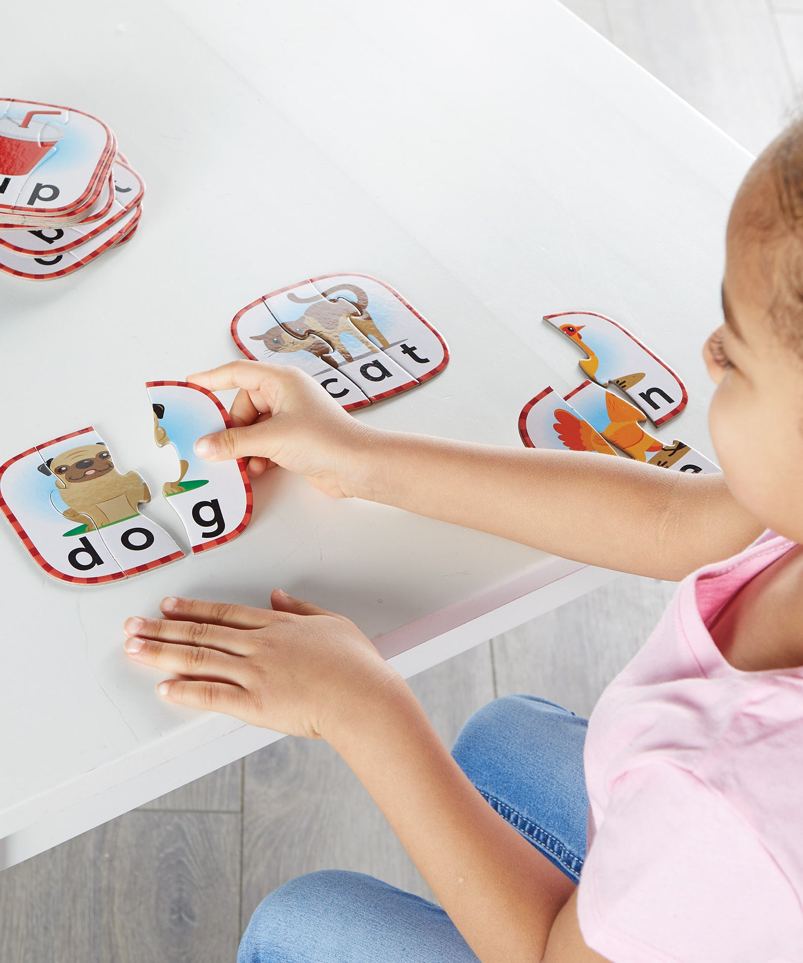 Learning Resources 3-Letter Word Puzzle Cards, Preschool Spelling and Language Learning Activity, Self-Correcting Puzzles, Ages 3+