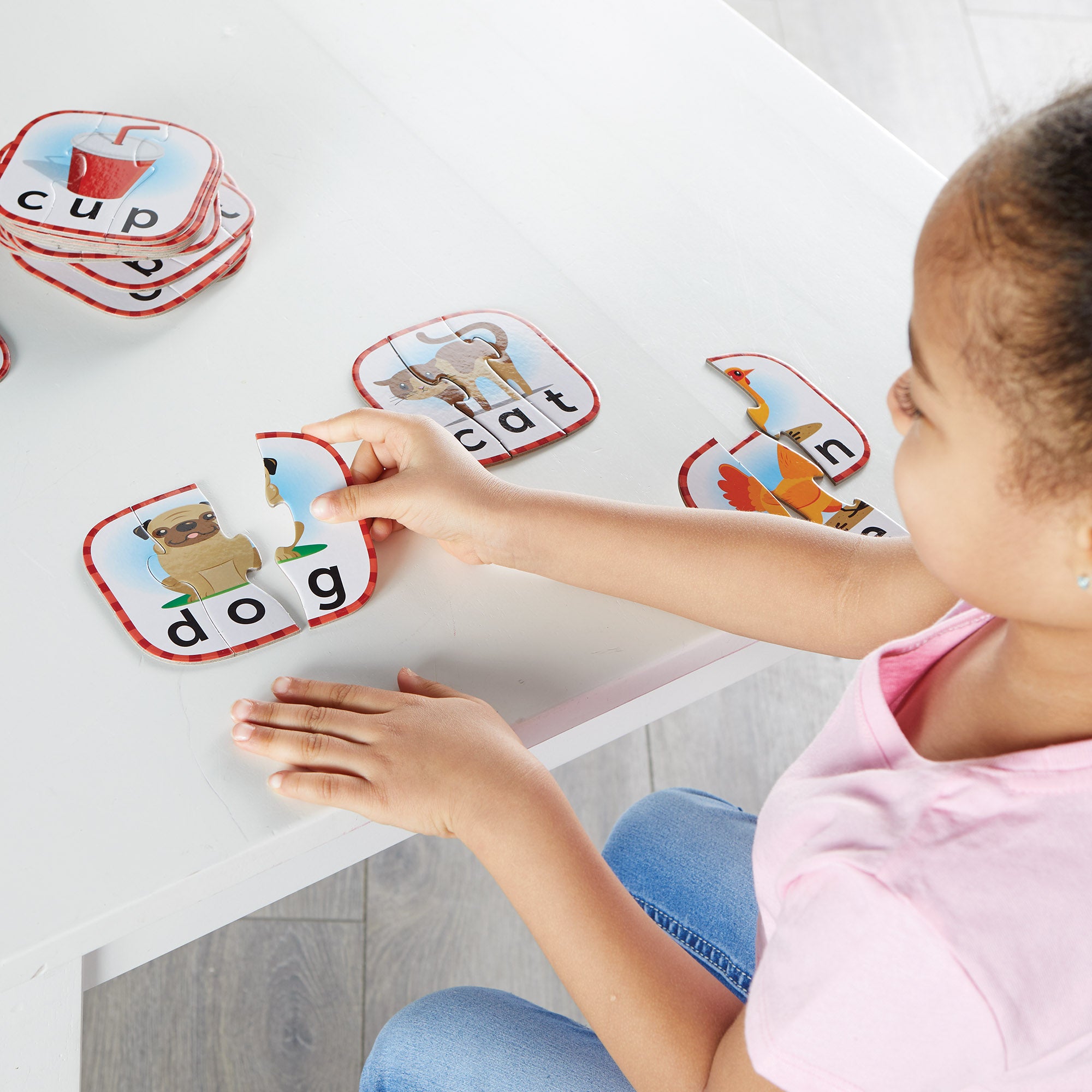 Learning Resources 3-Letter Word Puzzle Cards, Preschool Spelling and Language Learning Activity, Self-Correcting Puzzles, Ages 3+