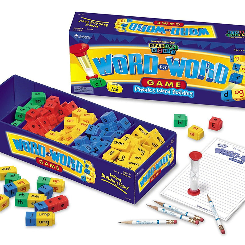 Learning Resources Word for Word Phonics Game, Fast-Paced Spelling Game for 2-4 Players, Includes Word Families, Letter Endings, and Blends