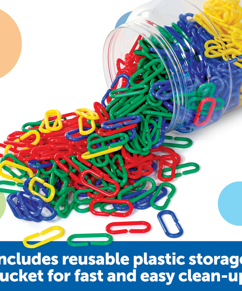 Learning Resources Link N Learn Links, Set of 500 Colourful Plastic Links for Early Maths & Fine Motor Skills, Sorting, Counting & Patterning, Includes Activity Guide, Ages 3+