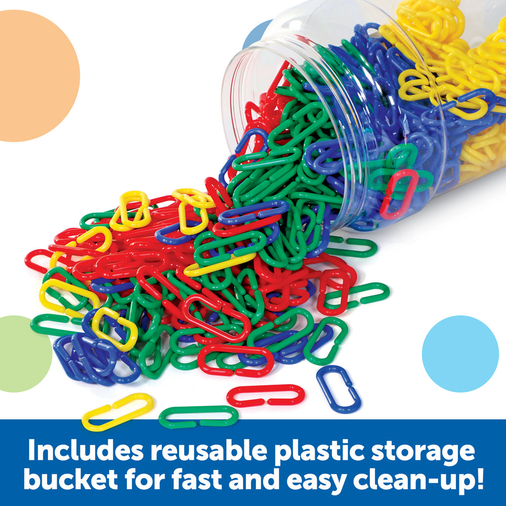 Learning Resources Link N Learn Links, Set of 500 Colourful Plastic Links for Early Maths & Fine Motor Skills, Sorting, Counting & Patterning, Includes Activity Guide, Ages 3+