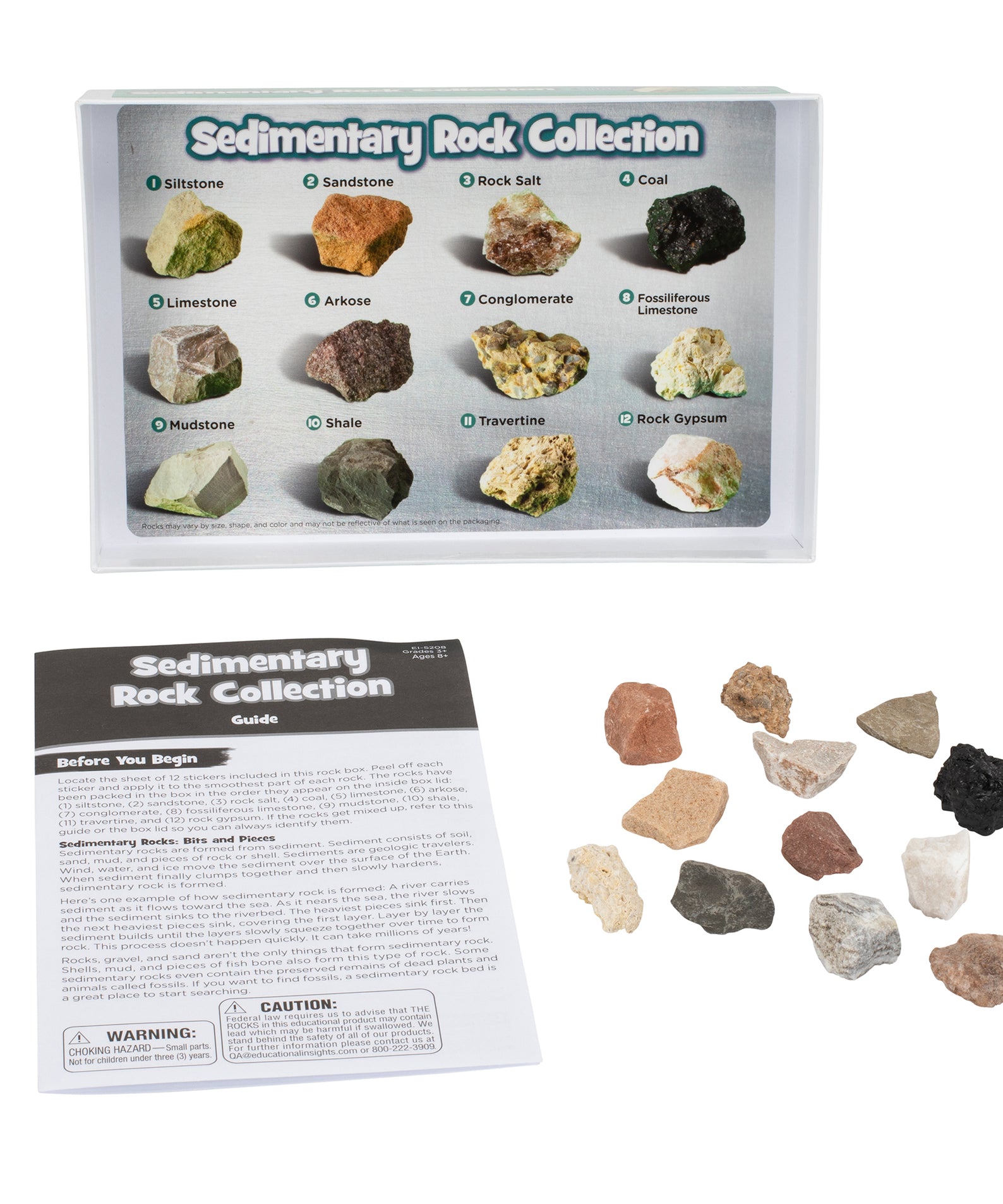 Learning Resources Complete Rock, Mineral & Fossil Collection, 57 Hand-Picked Specimens with Identification Chart & Activity Guide, Educational Geology Set for Kids Ages 8+