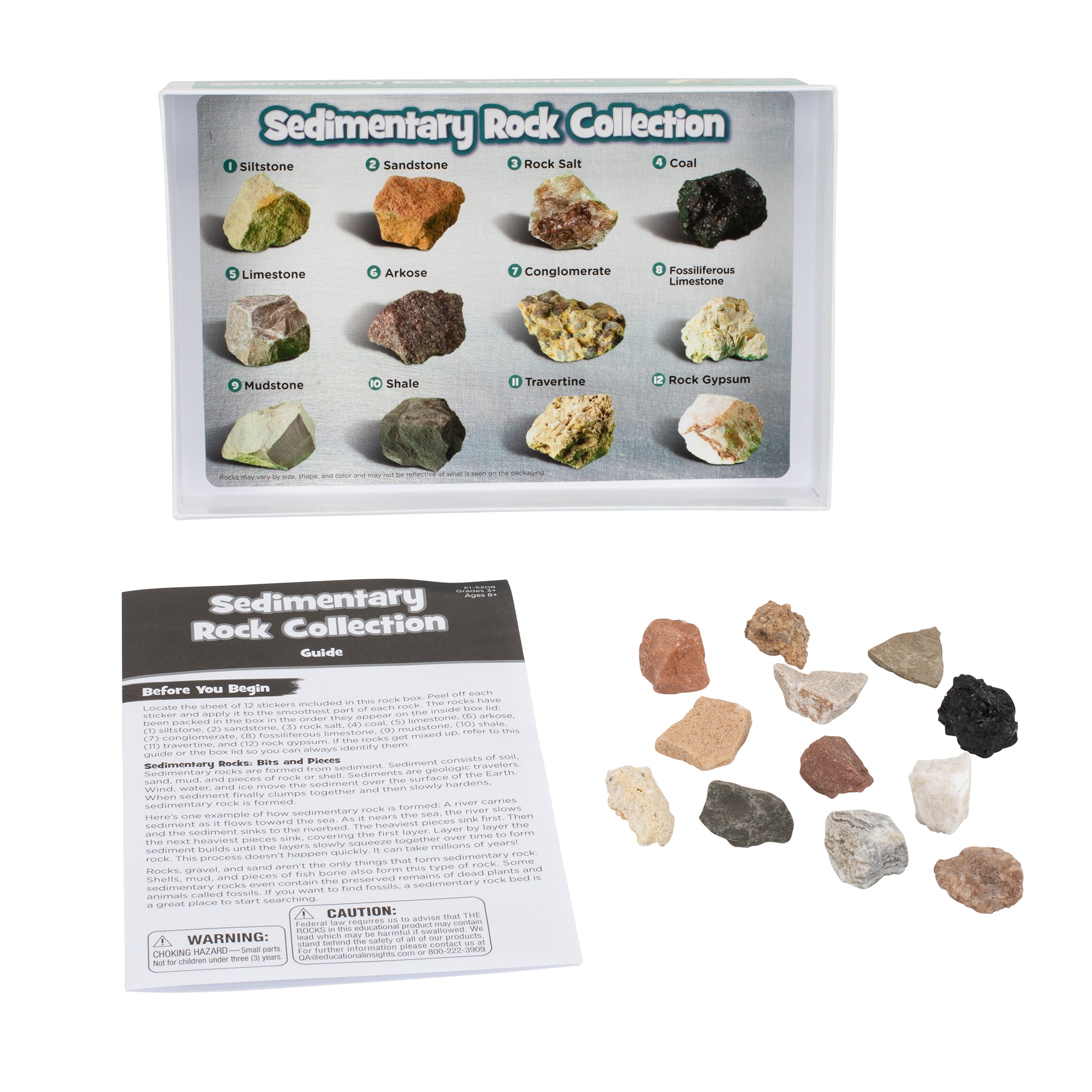 Learning Resources Complete Rock, Mineral & Fossil Collection, 57 Hand-Picked Specimens with Identification Chart & Activity Guide, Educational Geology Set for Kids Ages 8+