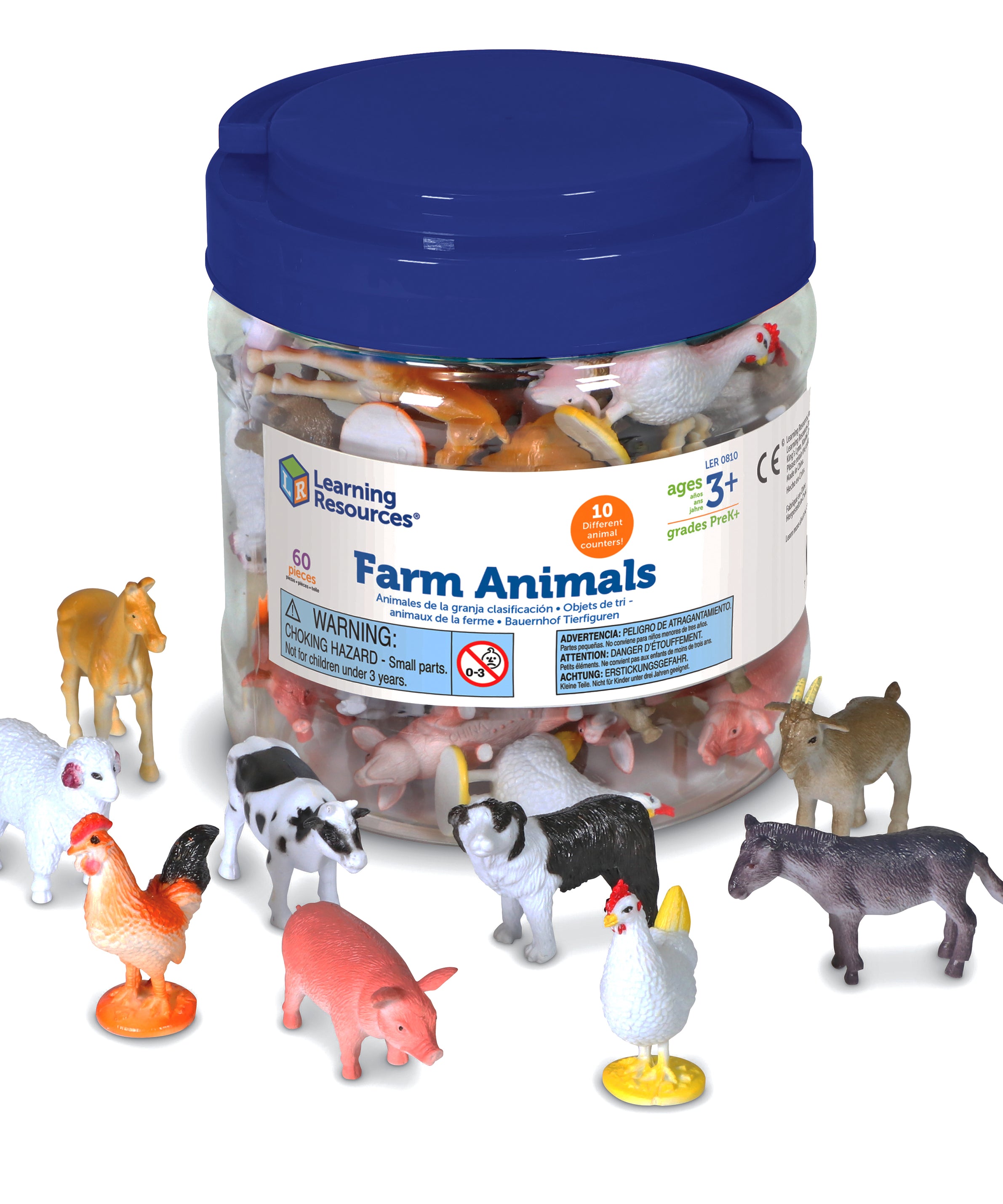 Learning Resources Farm Animal Counters, Set of 60, Colourful & Realistic Farm Animal Figures for Counting, Sorting & Imaginative Play, Math Manipulatives for Early Learning, Ages 3+