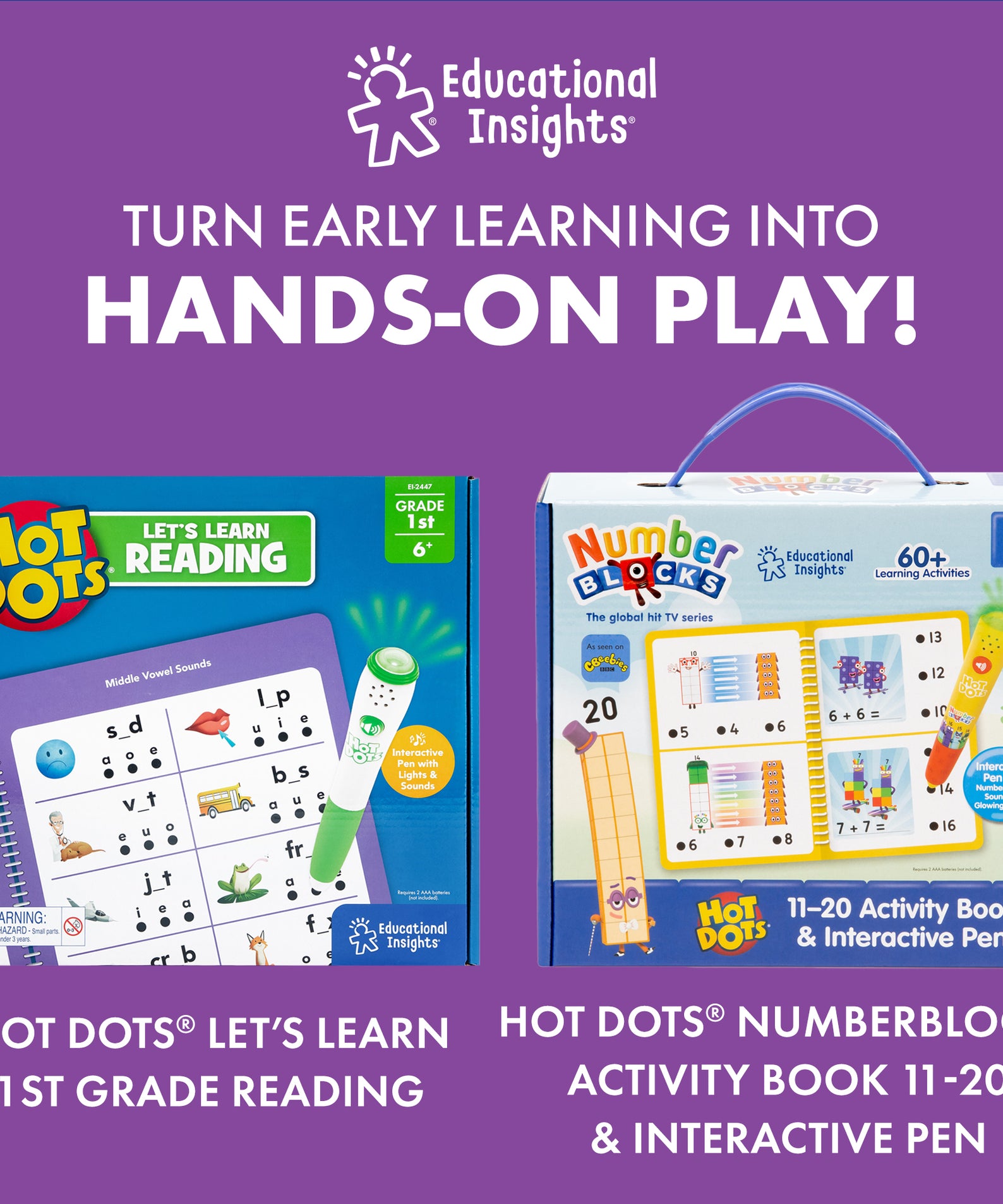 Learning Resources Hot Dots Let's Learn Math 1st Grade, Interactive Workbook with 50 Activity Pages and Talking Pen, Ages 6 Plus