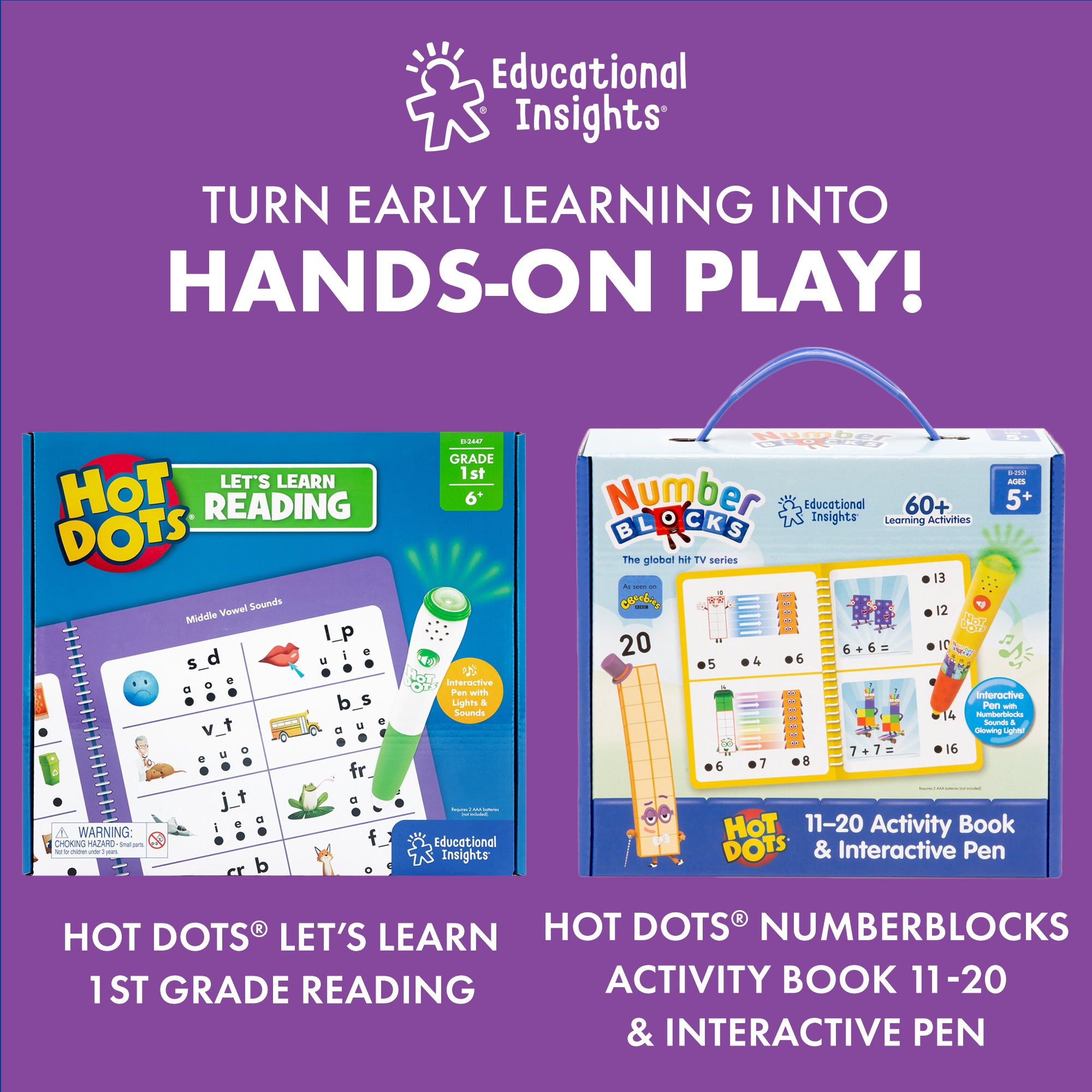 Learning Resources Hot Dots Let's Learn Math 1st Grade, Interactive Workbook with 50 Activity Pages and Talking Pen, Ages 6 Plus