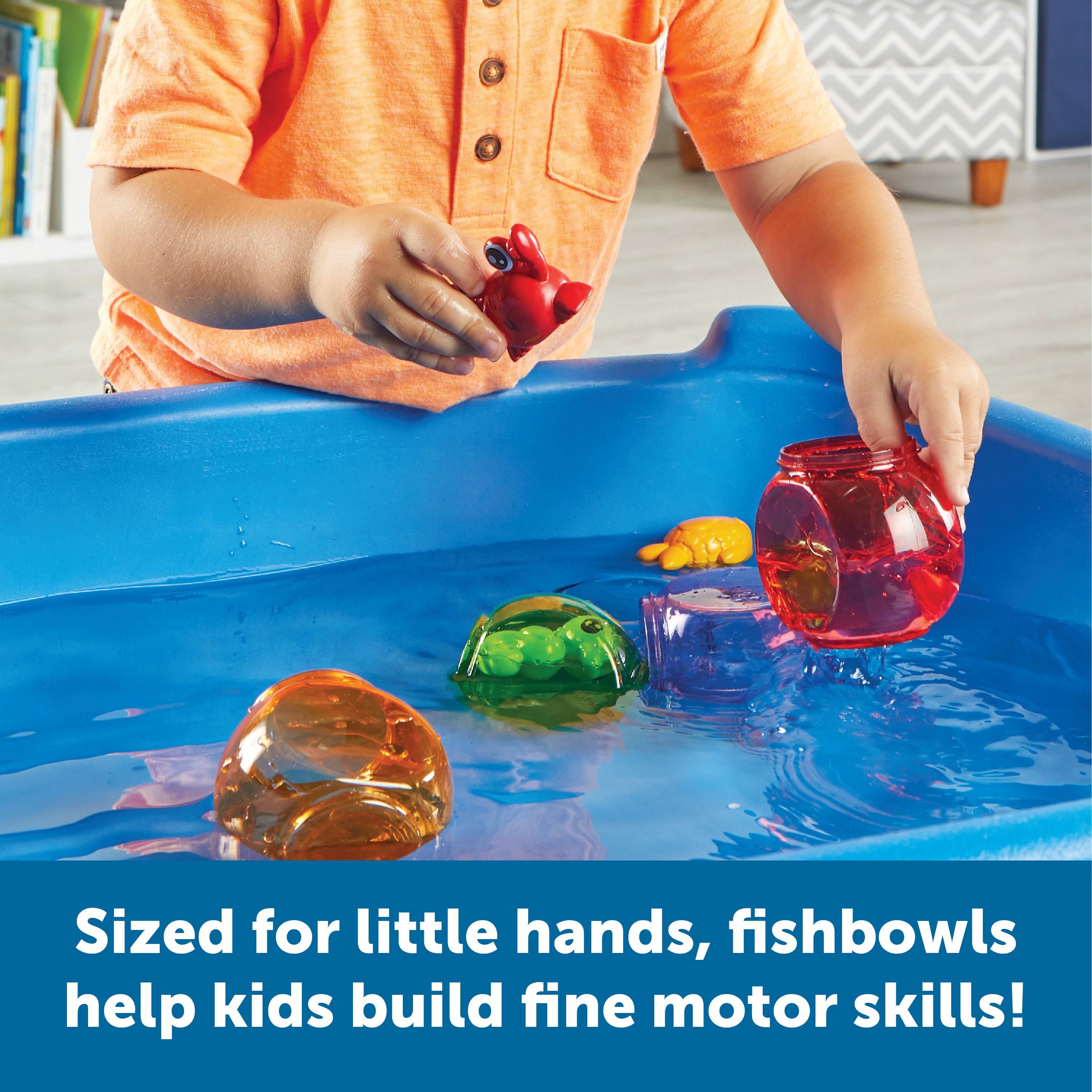 Learning Resources Peekaboo Fishbowl Friends, 10-Piece Toddler Learning Toy for Counting, Colours & Water Play, Stackable Fishbowls & Friendly Sea Creatures, Ages 18 Months+