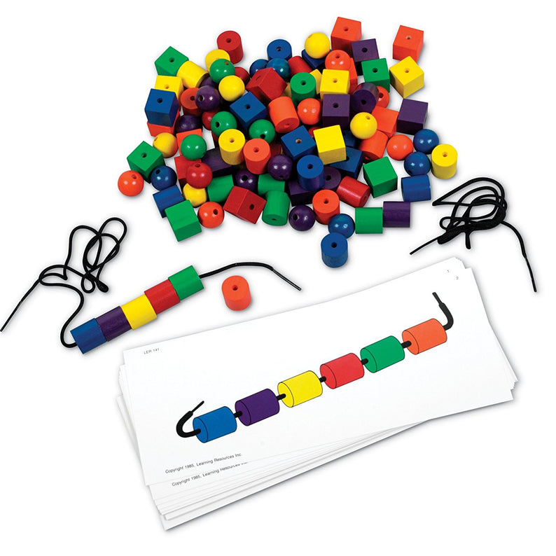 Learning Resources Beads and Pattern Card Set, 108 Beads & 20 Activity Cards for Early Maths & Fine Motor Skills, Language-Free Independent Learning, Ages 3+