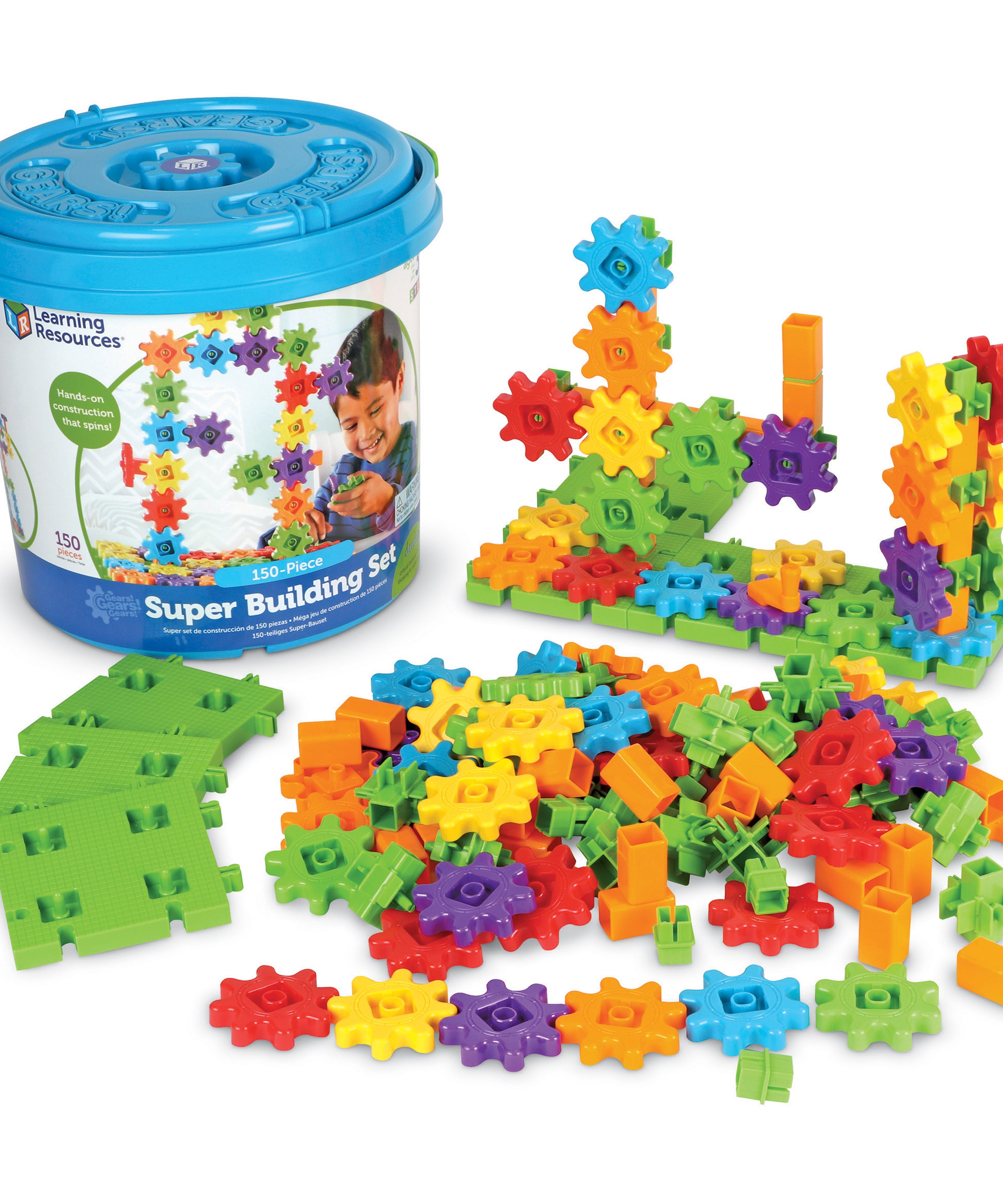 Learning Resources Gears! Gears! Gears! Super Building Set (Set of 150), Hands-On Creativity, Fine Motor Skills Development