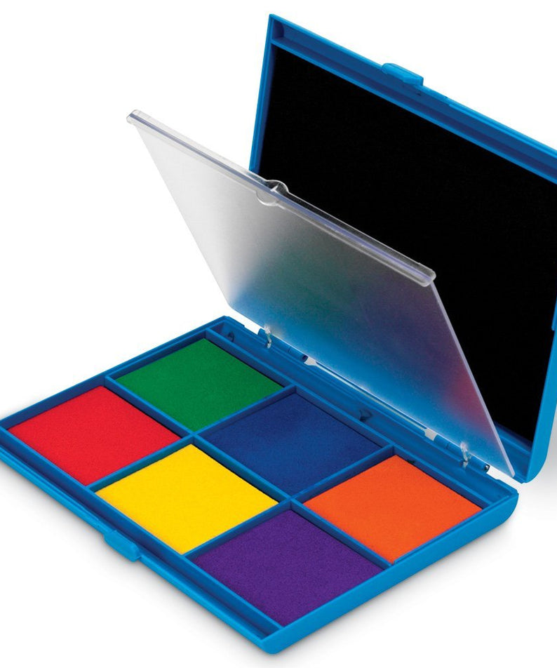 Learning Resources Jumbo 7-Color Dual Stamp Pad, Non-Toxic Washable Ink, 7 Colors, Ideal for Classroom or Craft Use