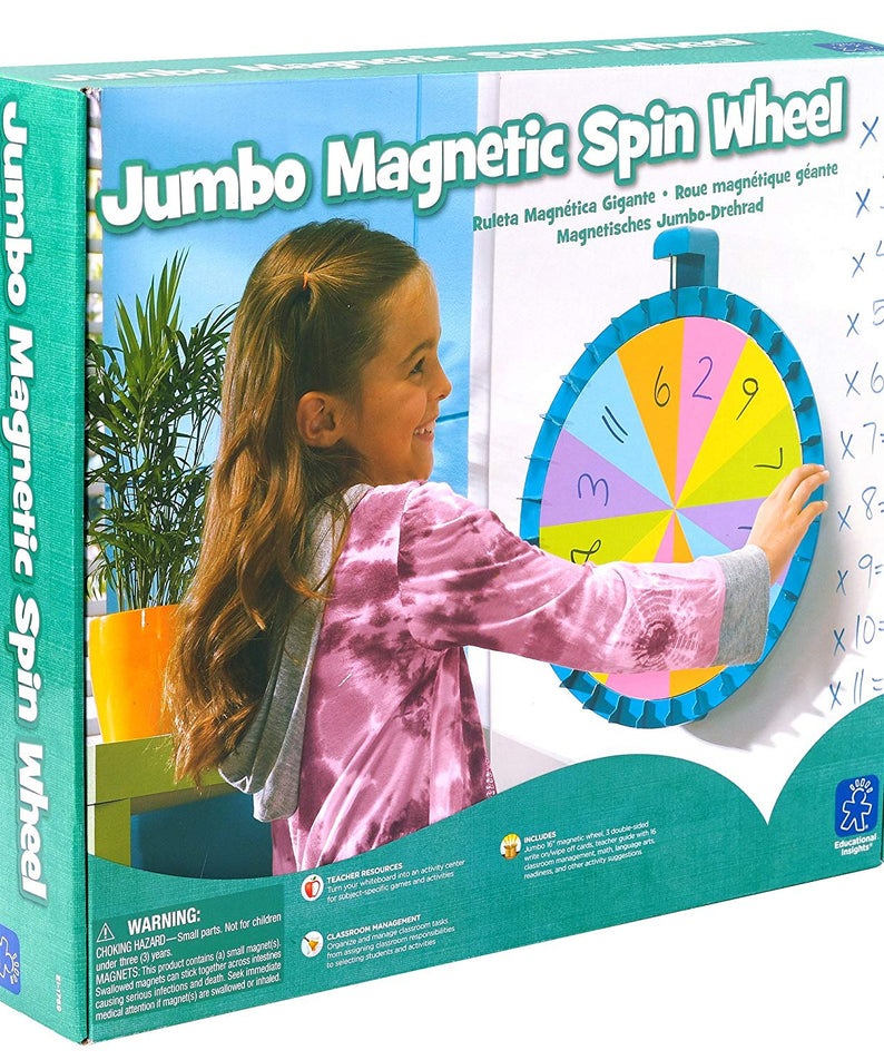 Learning Resources Jumbo Magnetic Spinner, Customizable Spin Wheel for Classroom Activities, Front of Class Resource, Includes 3 Double-Sided Cards, Teacher Guide, Ideal for Ages 3+