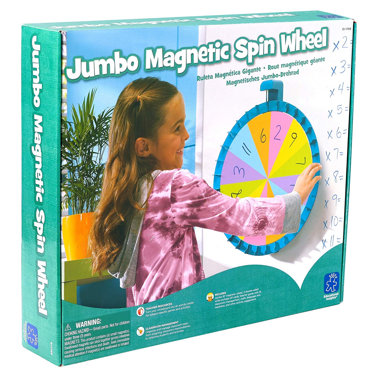 Learning Resources Jumbo Magnetic Spinner, Customizable Spin Wheel for Classroom Activities, Front of Class Resource, Includes 3 Double-Sided Cards, Teacher Guide, Ideal for Ages 3+