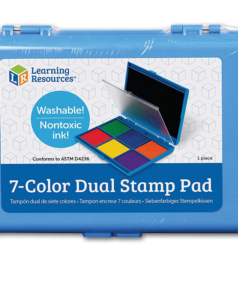 Learning Resources Jumbo 7-Color Dual Stamp Pad, Non-Toxic Washable Ink, 7 Colors, Ideal for Classroom or Craft Use