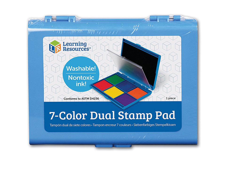 Learning Resources Jumbo 7-Color Dual Stamp Pad, Non-Toxic Washable Ink, 7 Colors, Ideal for Classroom or Craft Use