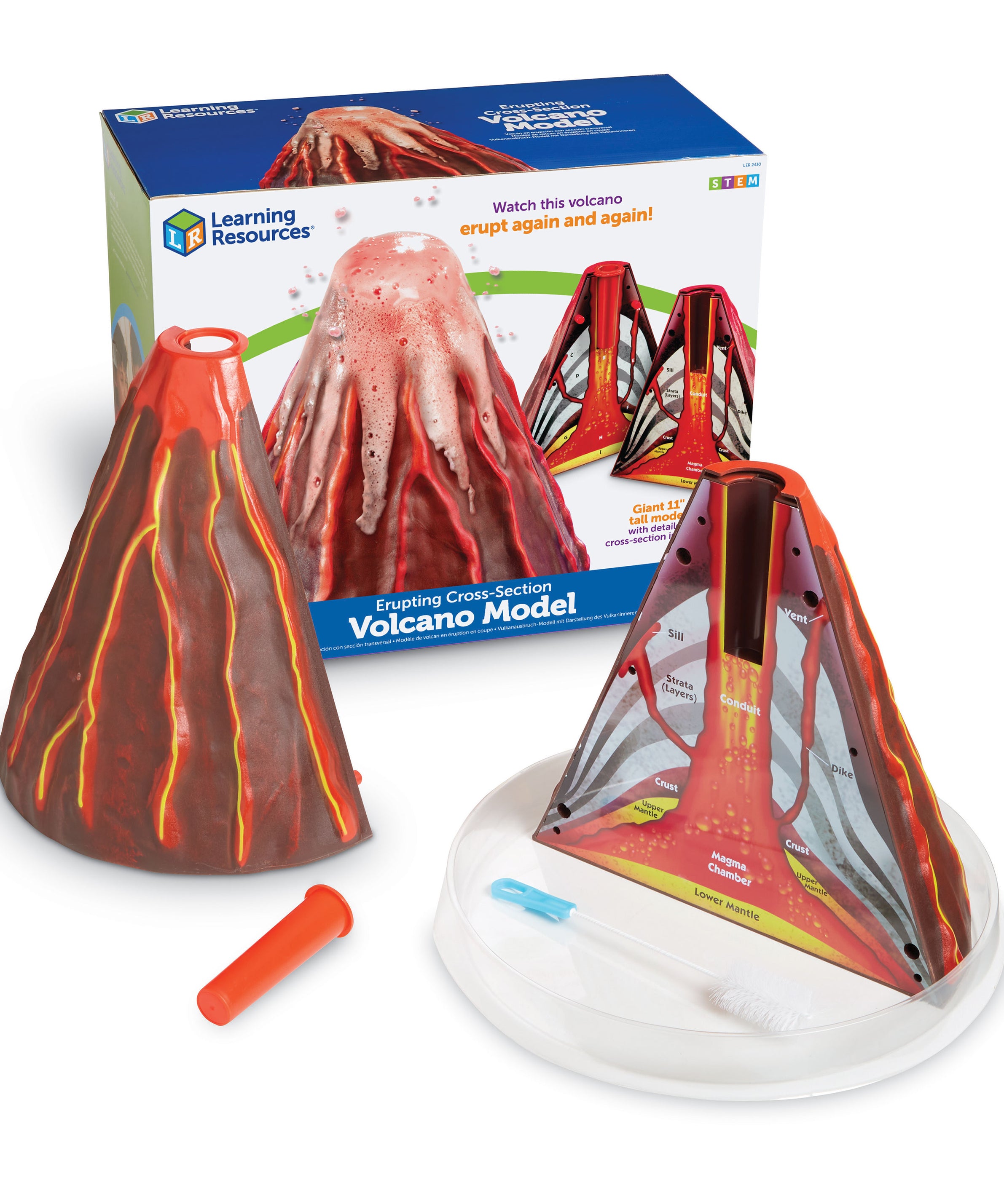 Learning Resources Erupting Cross-Section Volcano Model, Interactive Science Experiment Kit with Detailed Diagram & Lava Recipe, Easy to Clean, Includes Teacher's Guide, For Kids Ages 6+